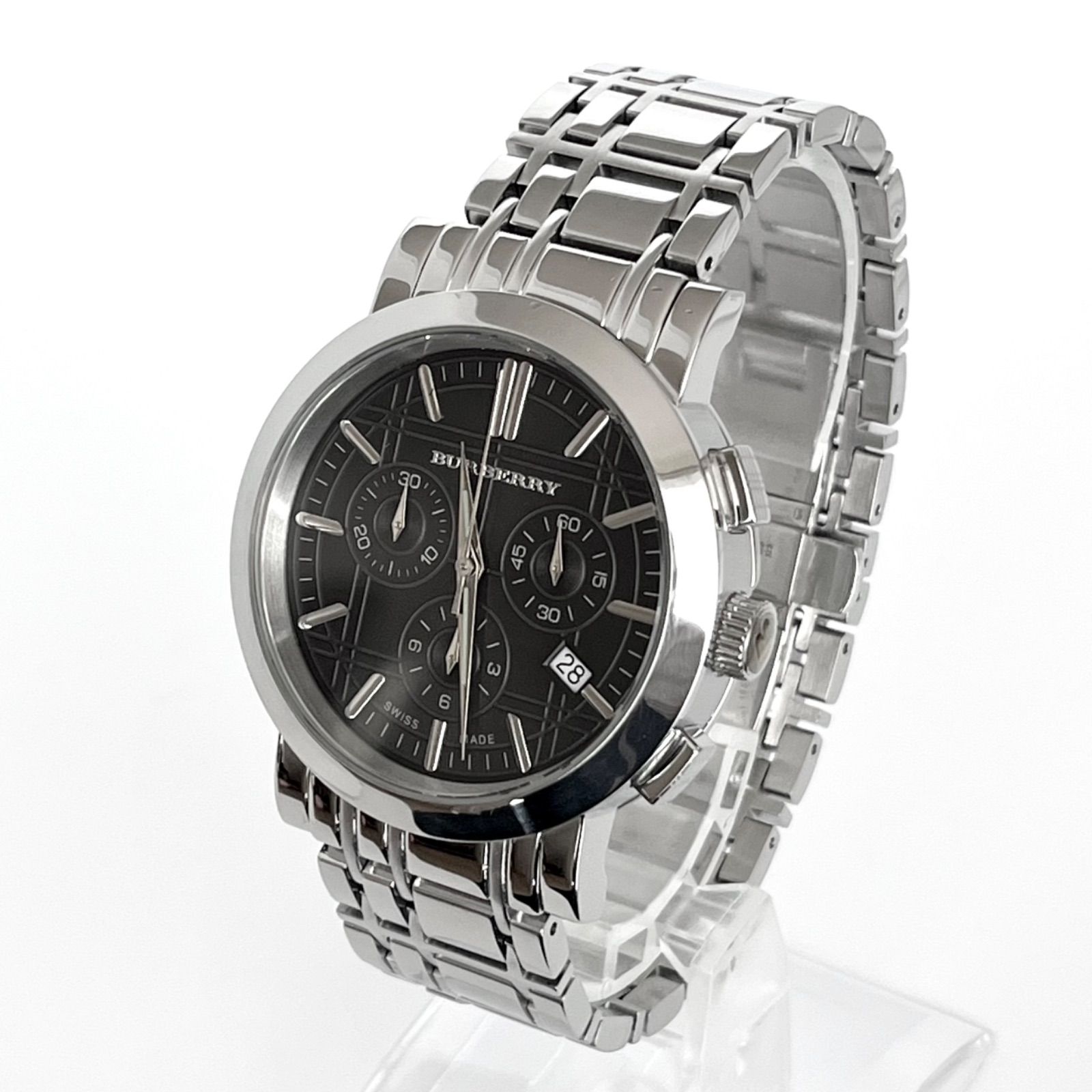 バーバリー BU1366 メンズ 腕時計 磨き済み クロノグラフ 美品