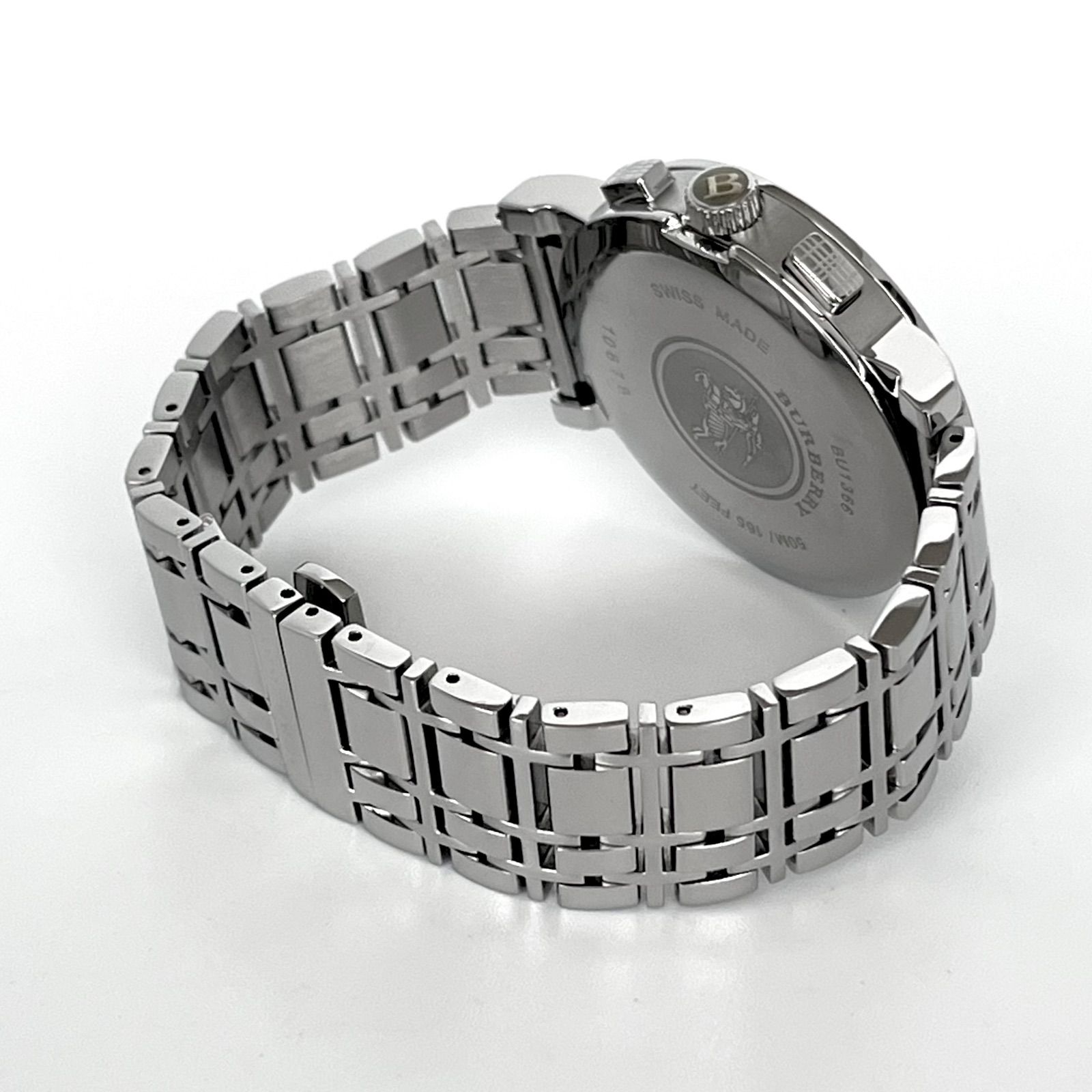 バーバリー BU1366 メンズ 腕時計 磨き済み クロノグラフ 美品