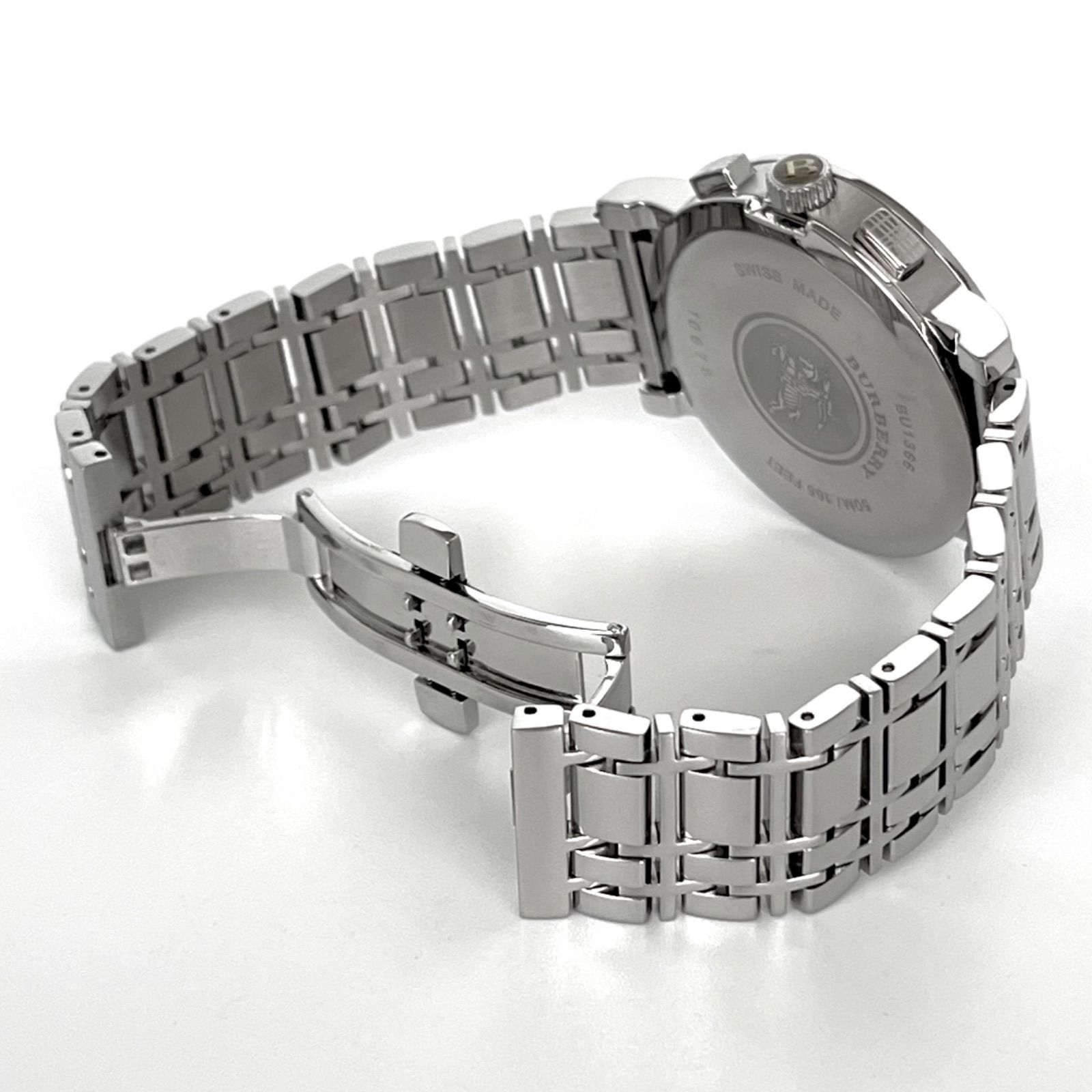 バーバリー BU1366 メンズ 腕時計 磨き済み クロノグラフ 美品