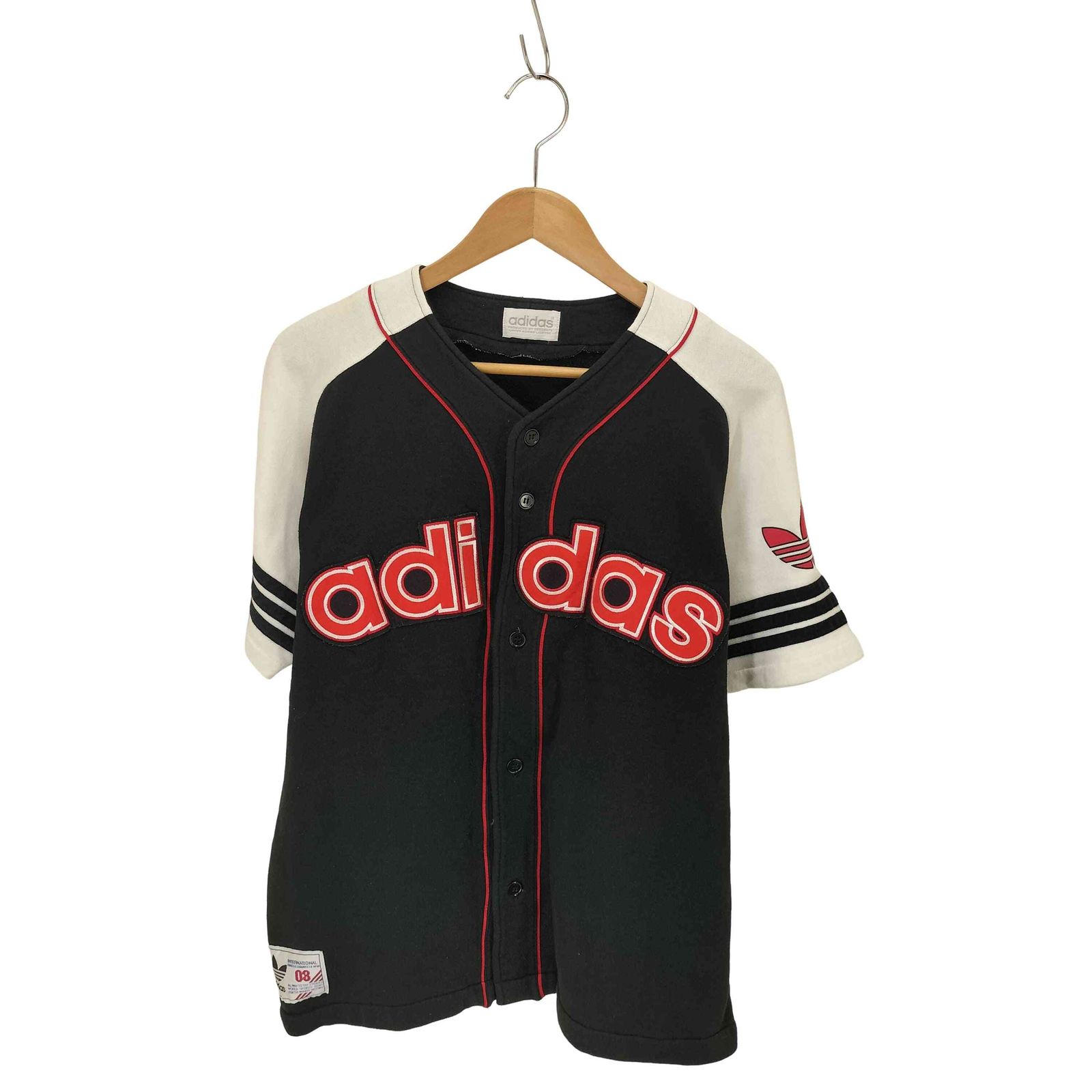 アディダス adidas 80S-90S デサント製 ベースボールシャツ メンズ m-l