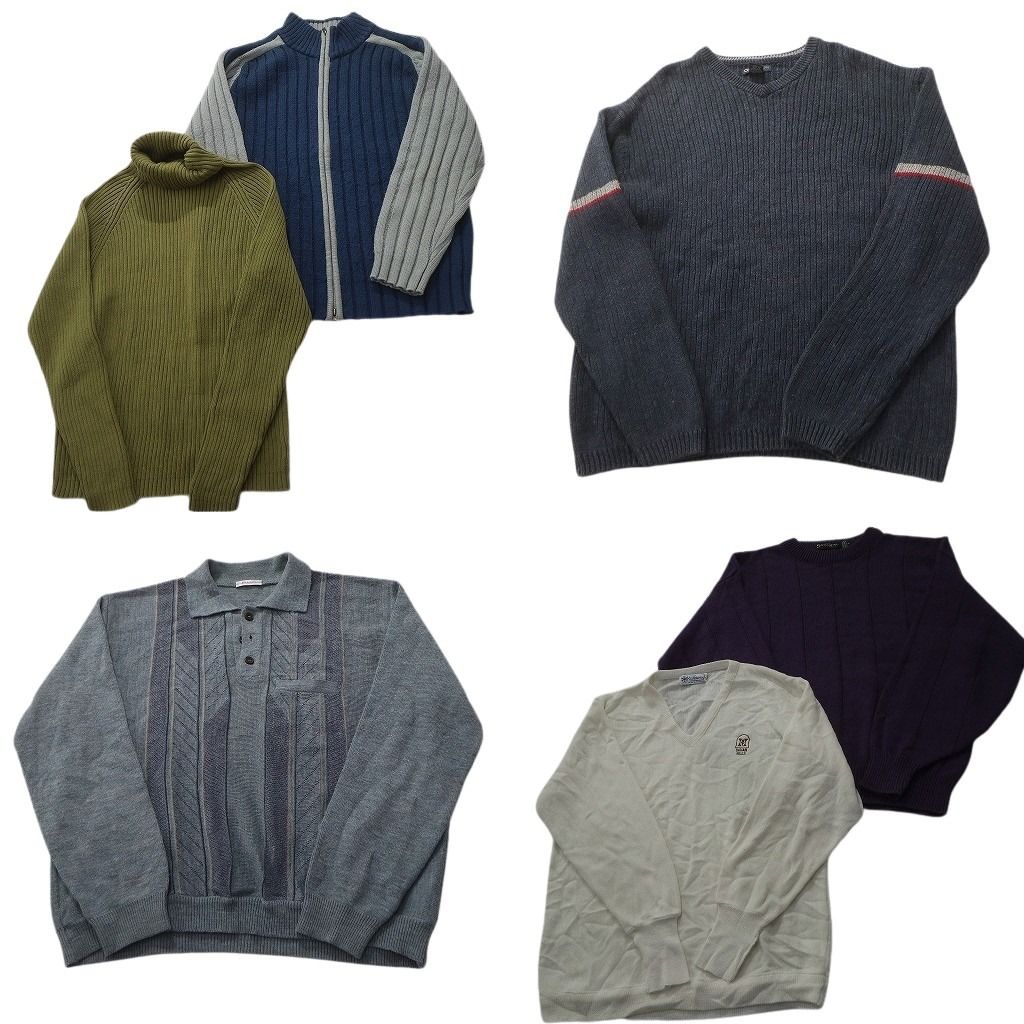 古着卸 まとめ売り セーター MIX 6枚セット (メンズ L ) フルジップ