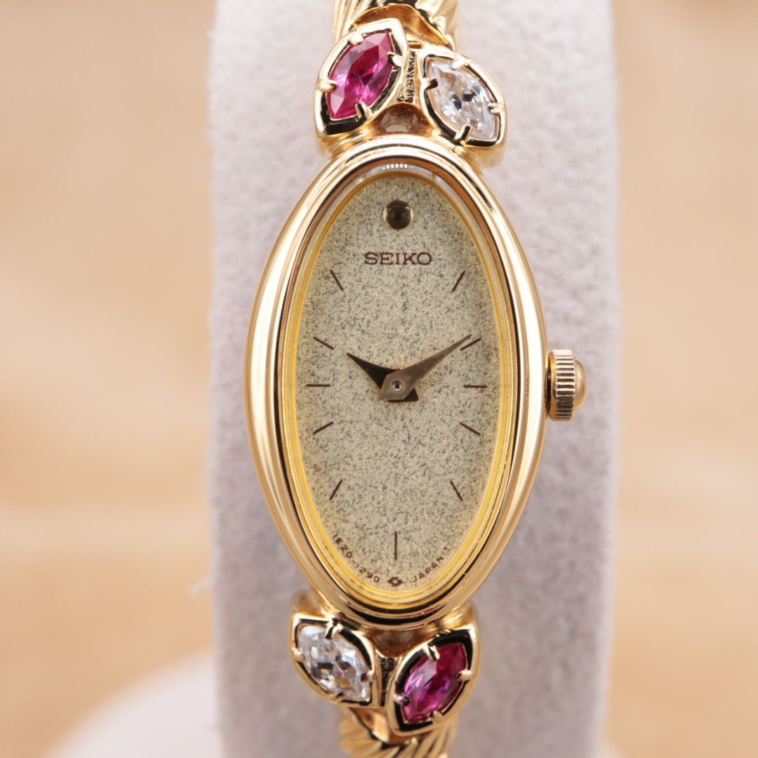 CH63【電池交換/洗浄済】SEIKO 1E20-5760 セイコー オーバル マーキス