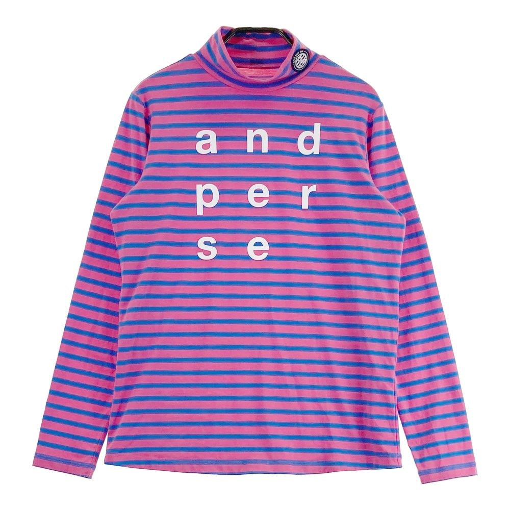 サイズ：L AND PER SE アンパスィ ハイネック 長袖Tシャツ ボーダー柄