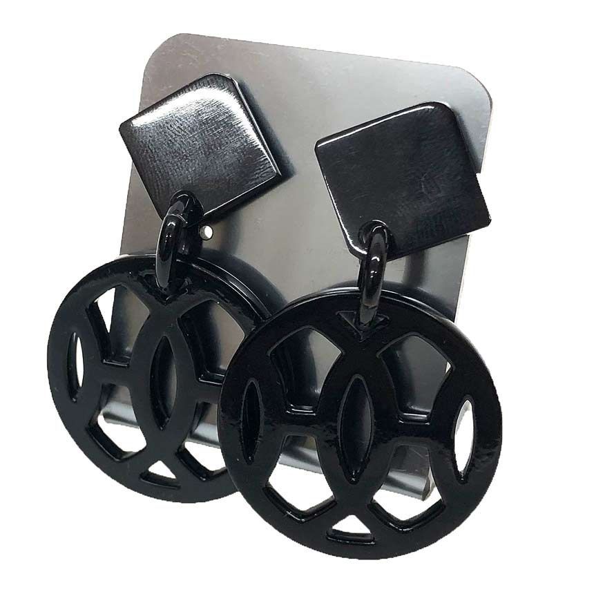 HERMES エルメス HAVA アヴァ ピアス ブラック 黒 バッファローホーン