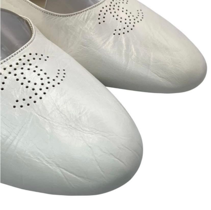 レア 希少 未使用品 CHANEL シャネル フラットシューズ レザー ポーチ