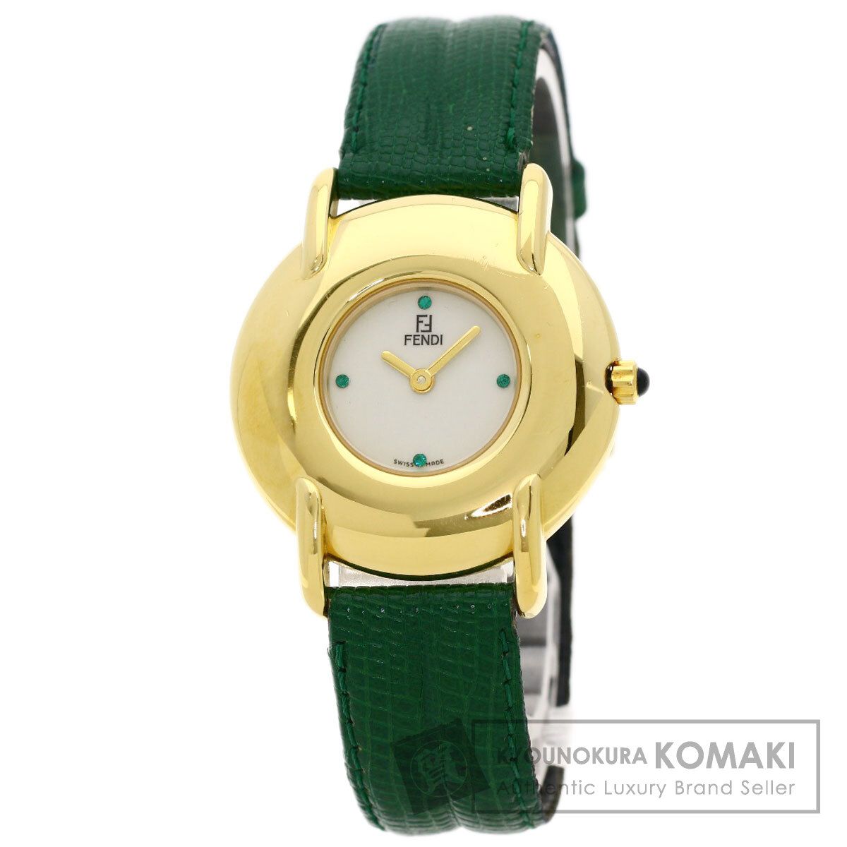 FENDI フェンディ 400J ラウンドフェイス 腕時計 GP 革 ボーイズ [中古