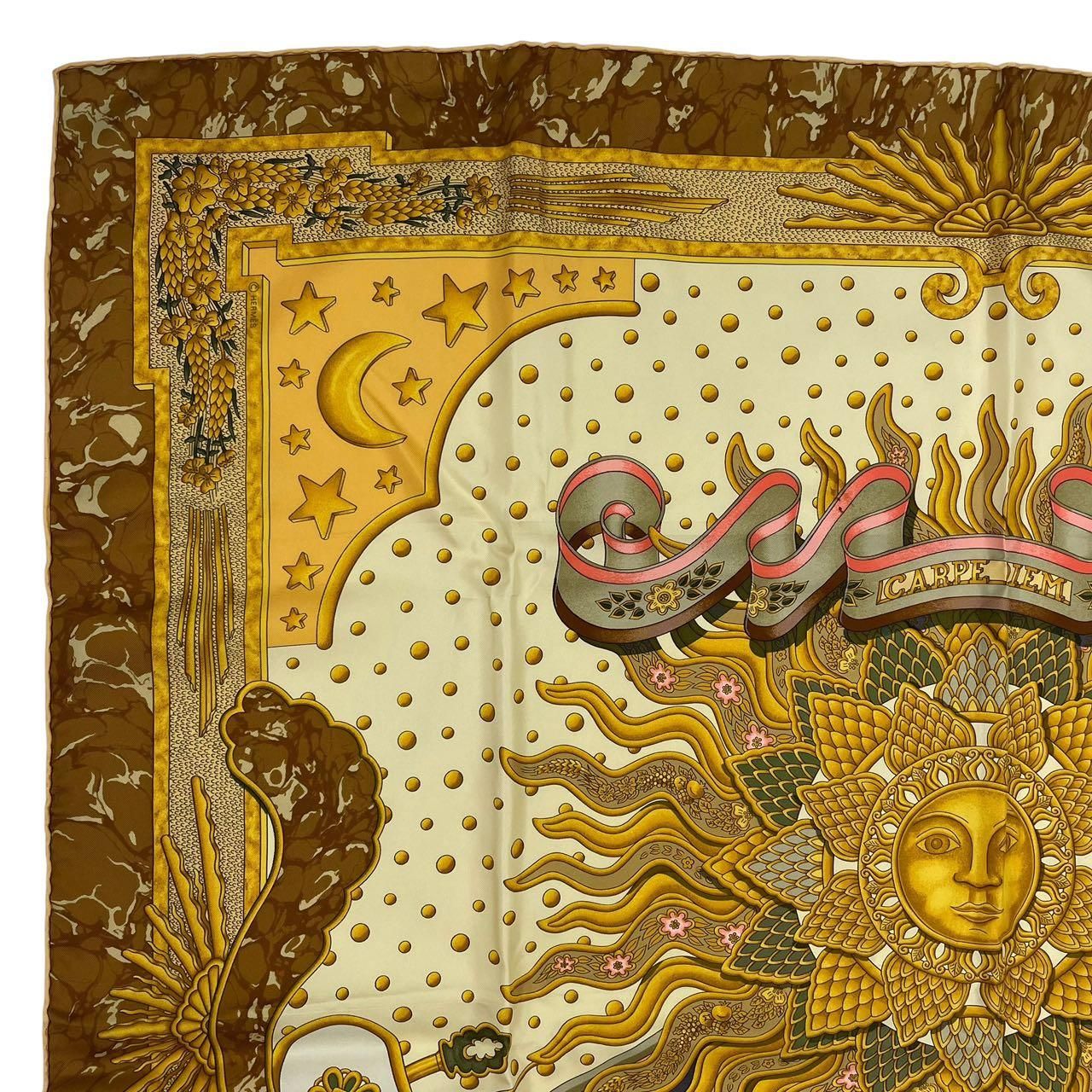 新品同様 HERMES エルメス スカーフ シルク カレ90 CARPE DIEM 今日一