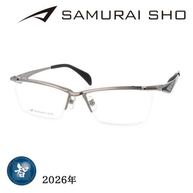 SAMURAI SHO グレー メガネ(度あり) ケース付き SAMURAI SHO サムライショウ メガネ SS-T129 col.2 59mm グレー 日本製