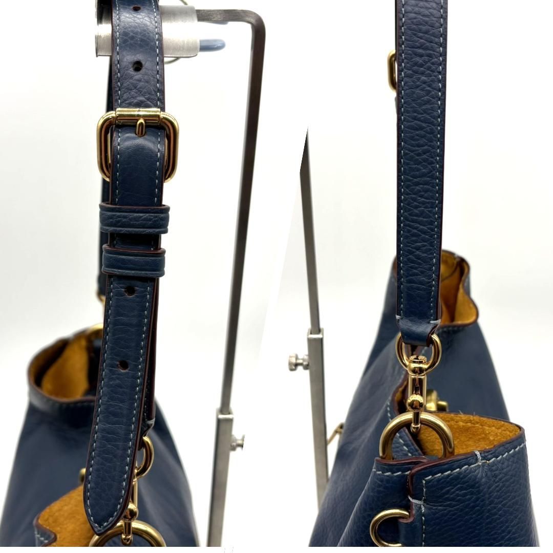 COACH コーチ ショルダーバッグ レザー ブルー ネイビー Y2K ターン