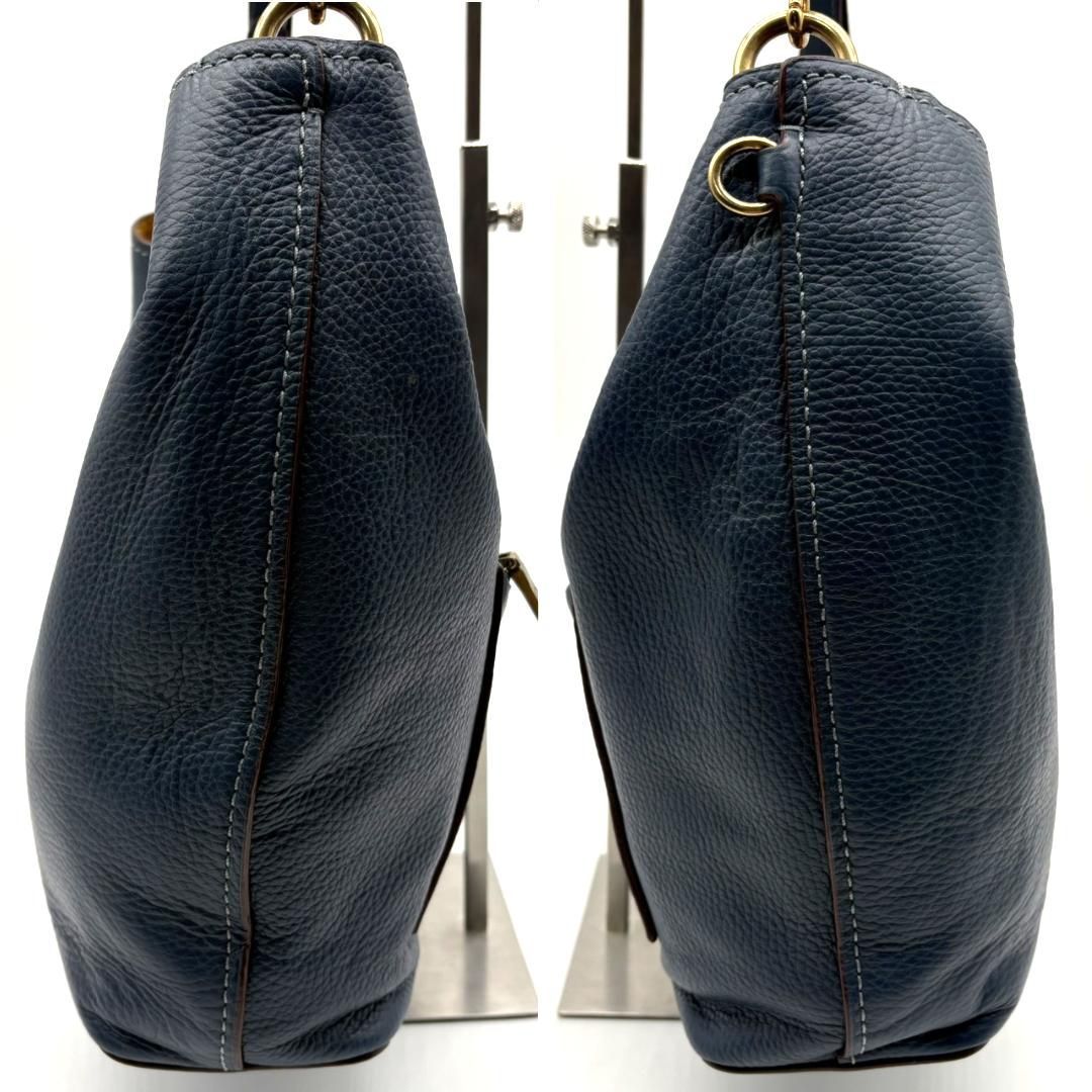 COACH コーチ ショルダーバッグ レザー ブルー ネイビー Y2K ターン