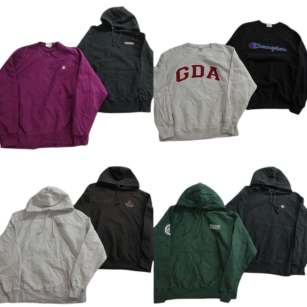 古着卸 まとめ売り チャンピオン Champion リバースウィーブ スウェット 8枚セット (メンズ XL /2XL ) フーディー  古着 ND4259