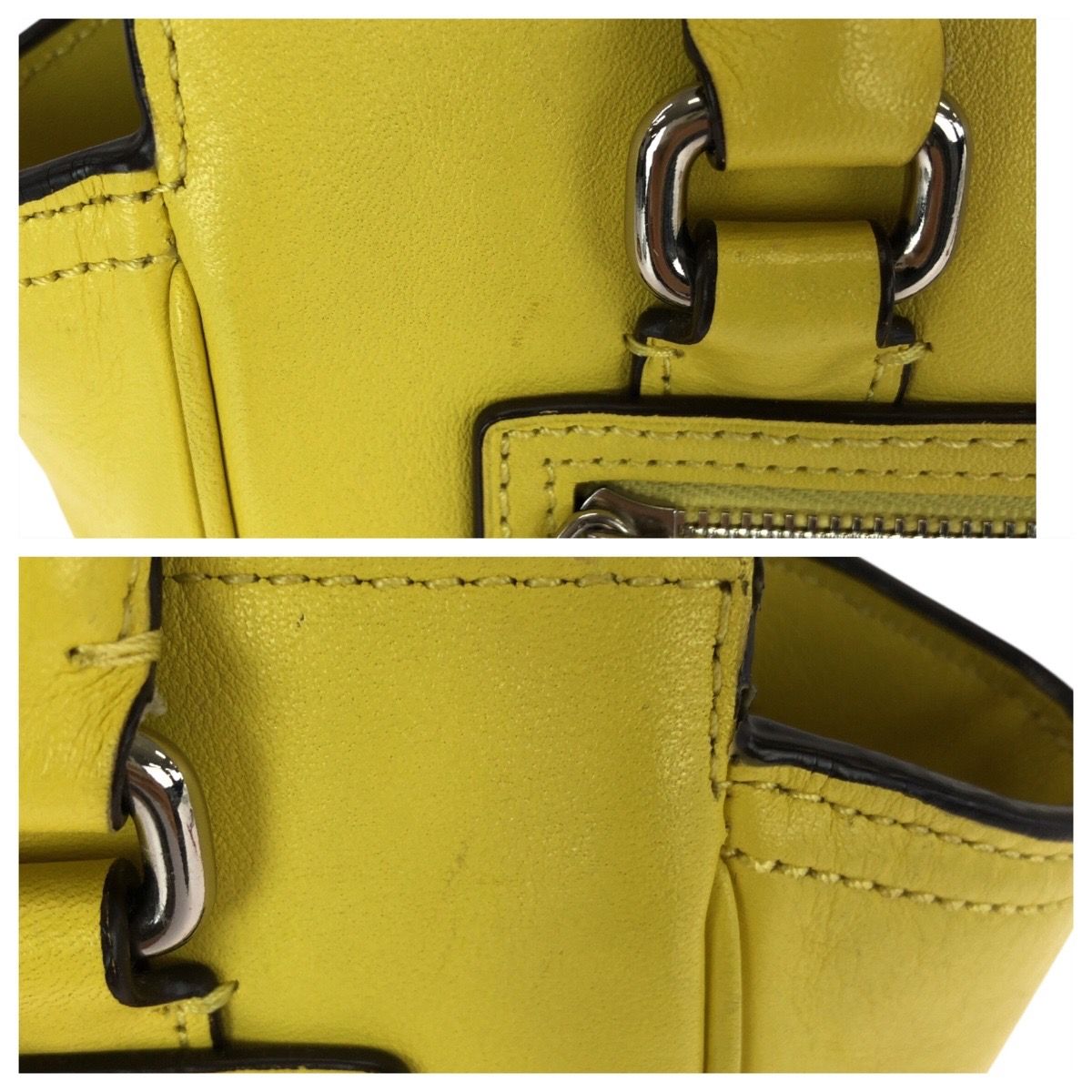 美品 COACH コーチ レガシー ミニタナー イエロー シルバー金具 レザー