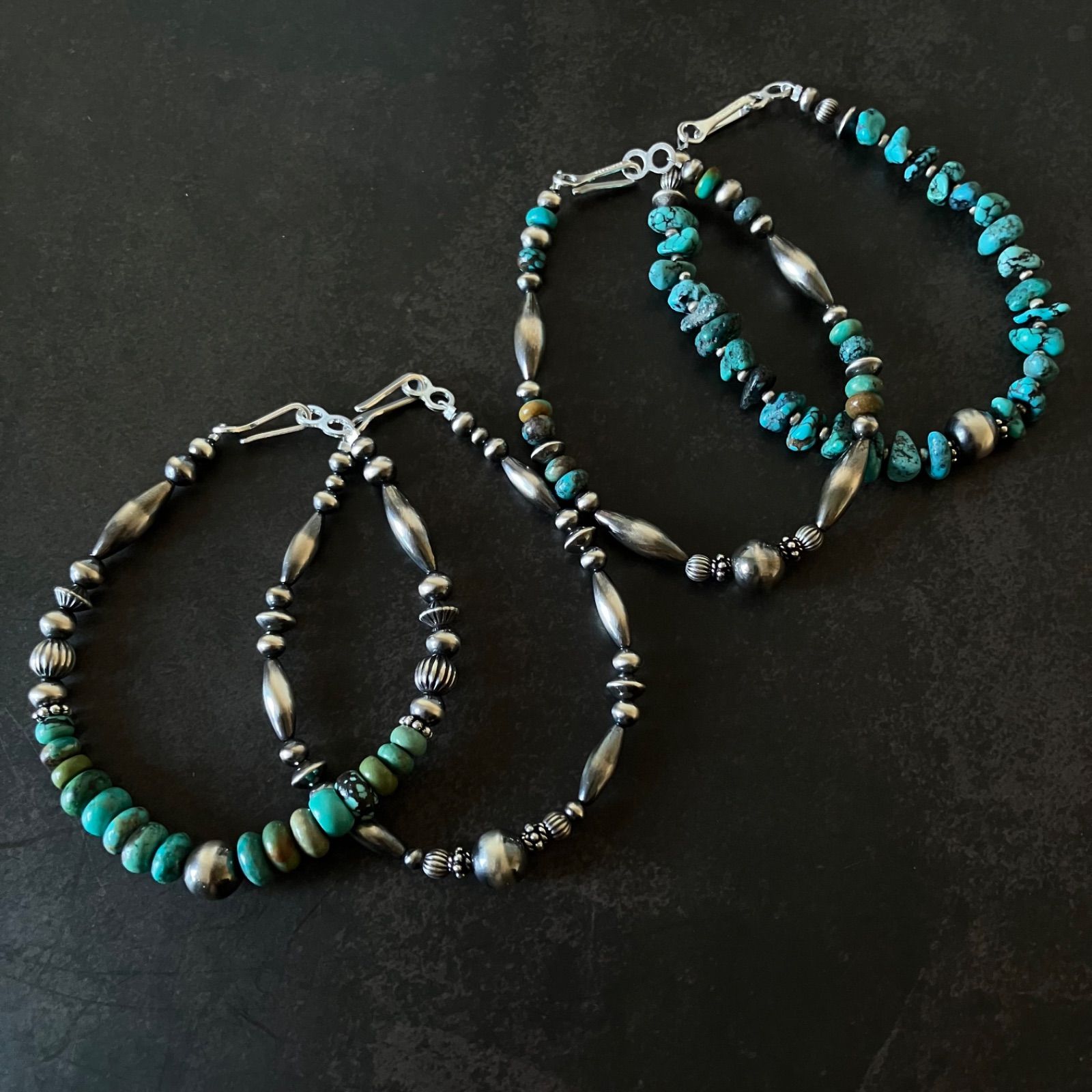 silver925ナバホパール×天然ターコイズのブレスレット19.5cm rm