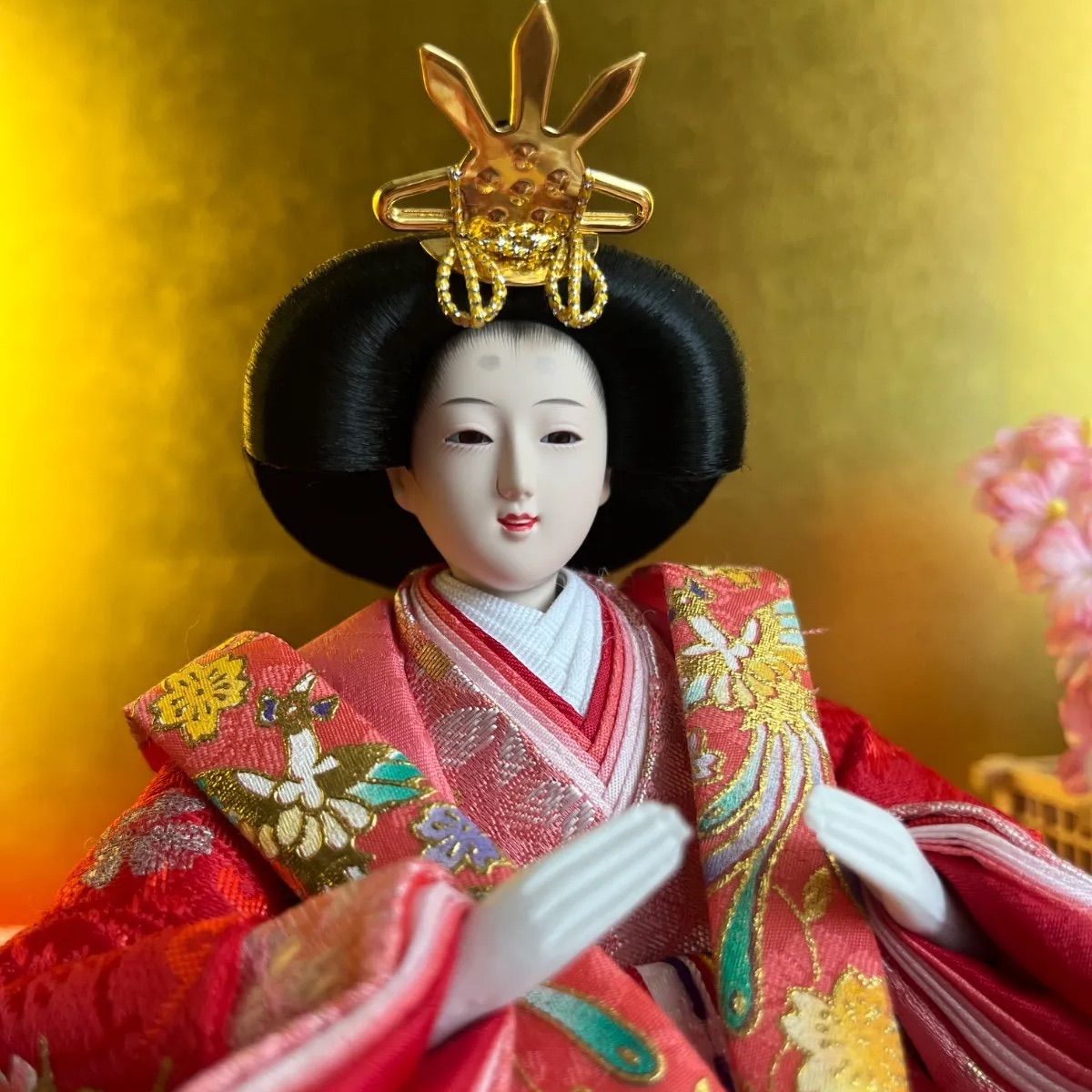 新品☆極上☆小さな花筏の親王飾り☆芥子のおひなさま☆正絹☆頭師椰葉