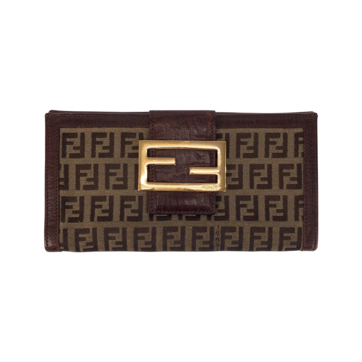 FENDI フェンディ ズッカ ブラウン ベージュ ゴールド金具 レザー