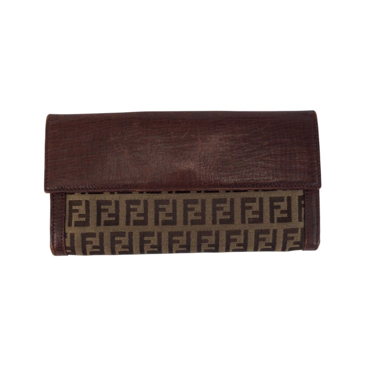 FENDI フェンディ ズッカ ブラウン ベージュ ゴールド金具 レザー