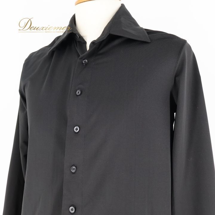 社交ダンス 衣装 ブラウス トップス JSDF 黒 長袖 襟 メンズ ジャズ