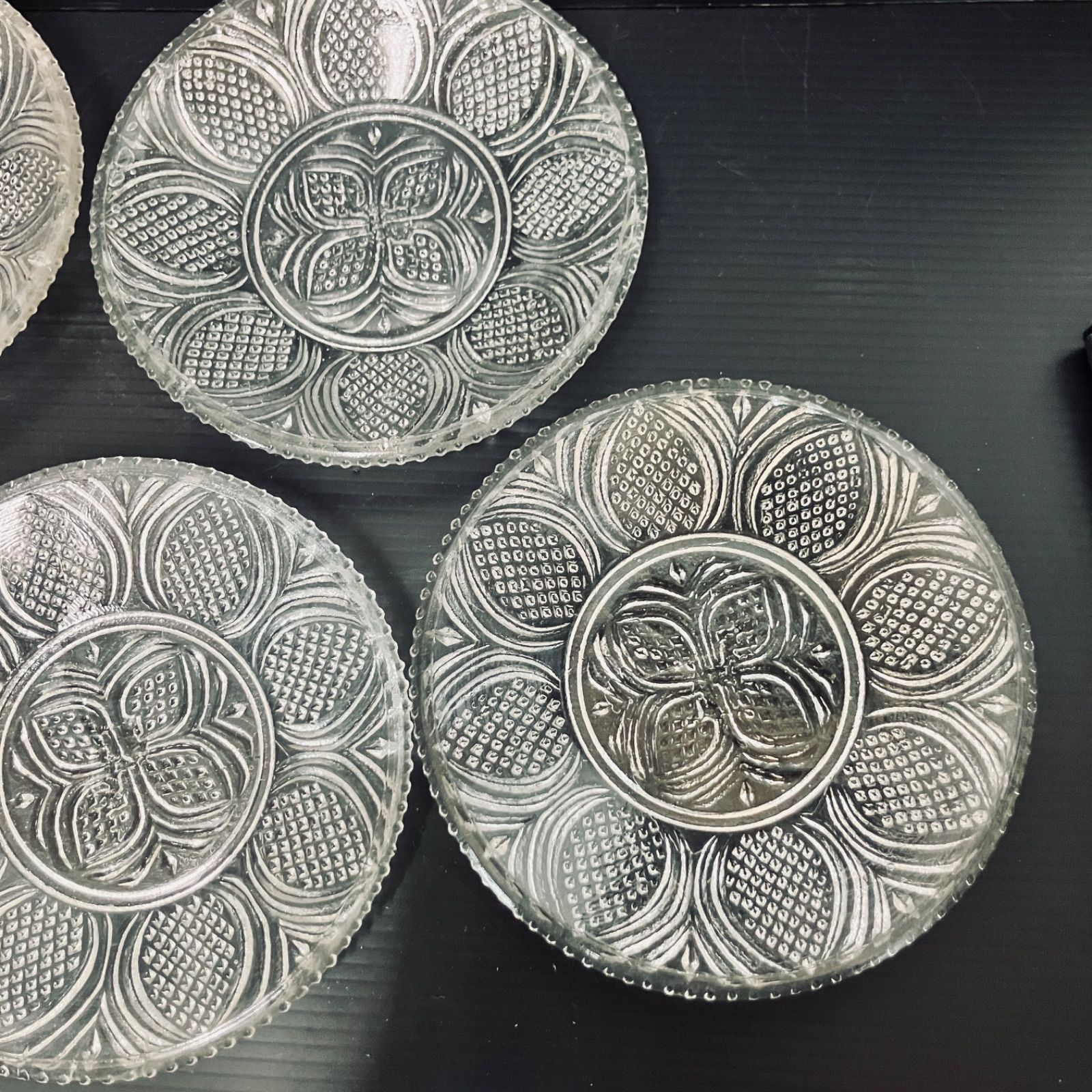 ウランガラス コースター 5枚セット 昭和レトロ 小皿 プレート