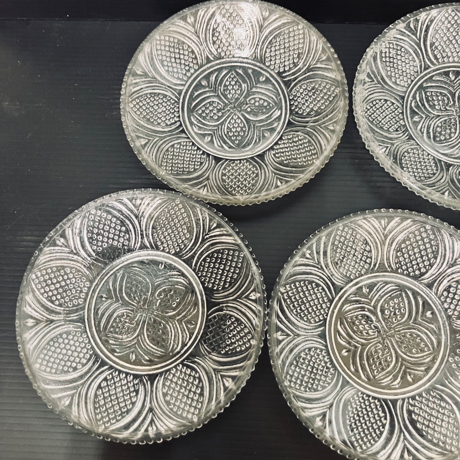 ウランガラス コースター 5枚セット 昭和レトロ 小皿 プレート