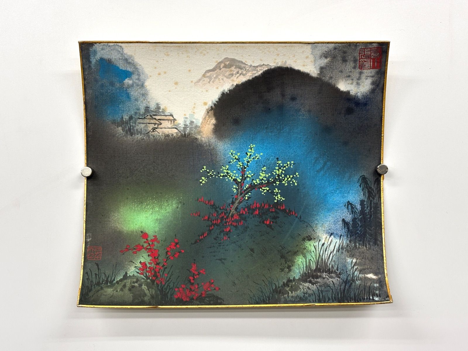 色紙 M.85 張爰 山水の図 落款印あり ＃茶掛＃古美術 #骨董品 #まとめ