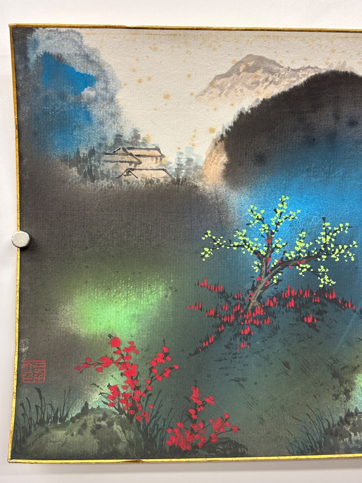 大処分セール】絵画 金屏風 水彩画 年代物 骨董 水墨画 色紙 大処分