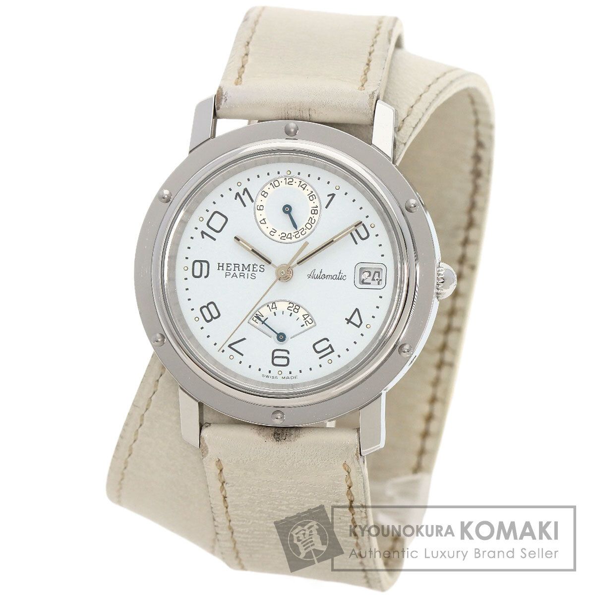 HERMES エルメス CL5.710 クリッパー パワーリザーブ 腕時計 SS 革