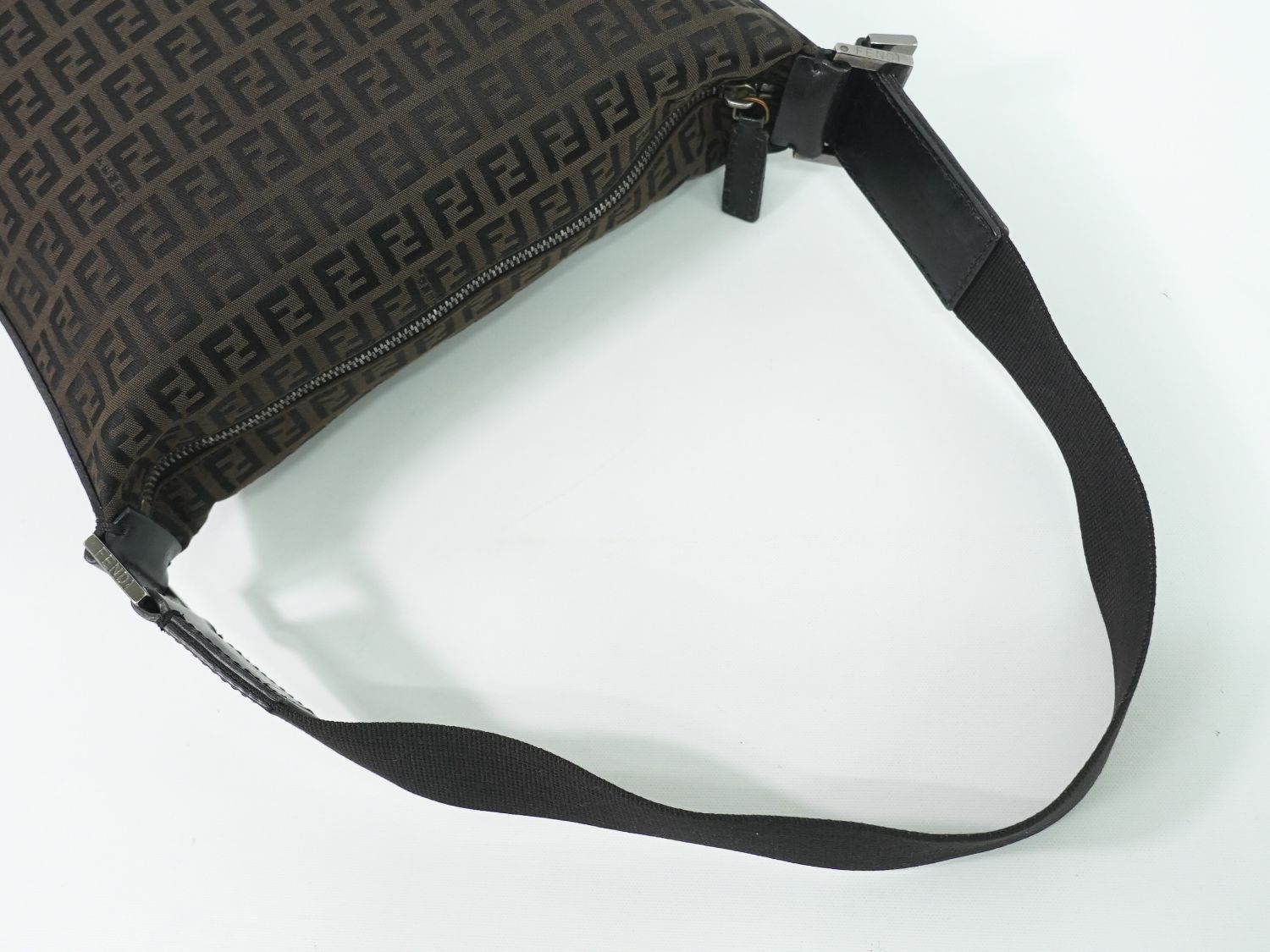 本物 フェンディ FENDI ズッキーノ ショルダーバッグ キャンバス ブラウン 7VA004 Zucchino バッグ 中古・ FENDI（フェンディ） ズッキーノショルダーバッグ ブラウン 斜め掛け