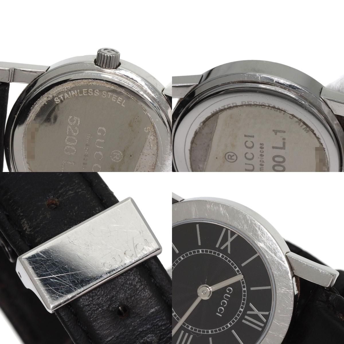 GUCCI グッチ 5200L.1 ラウンドフェイス 腕時計 SS 革 レディース