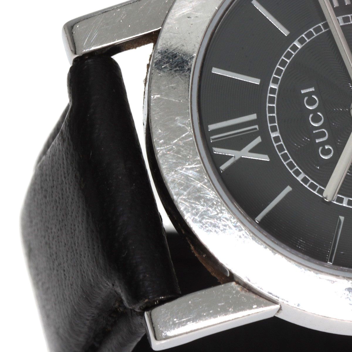 GUCCI グッチ 5200L.1 ラウンドフェイス 腕時計 SS 革 レディース