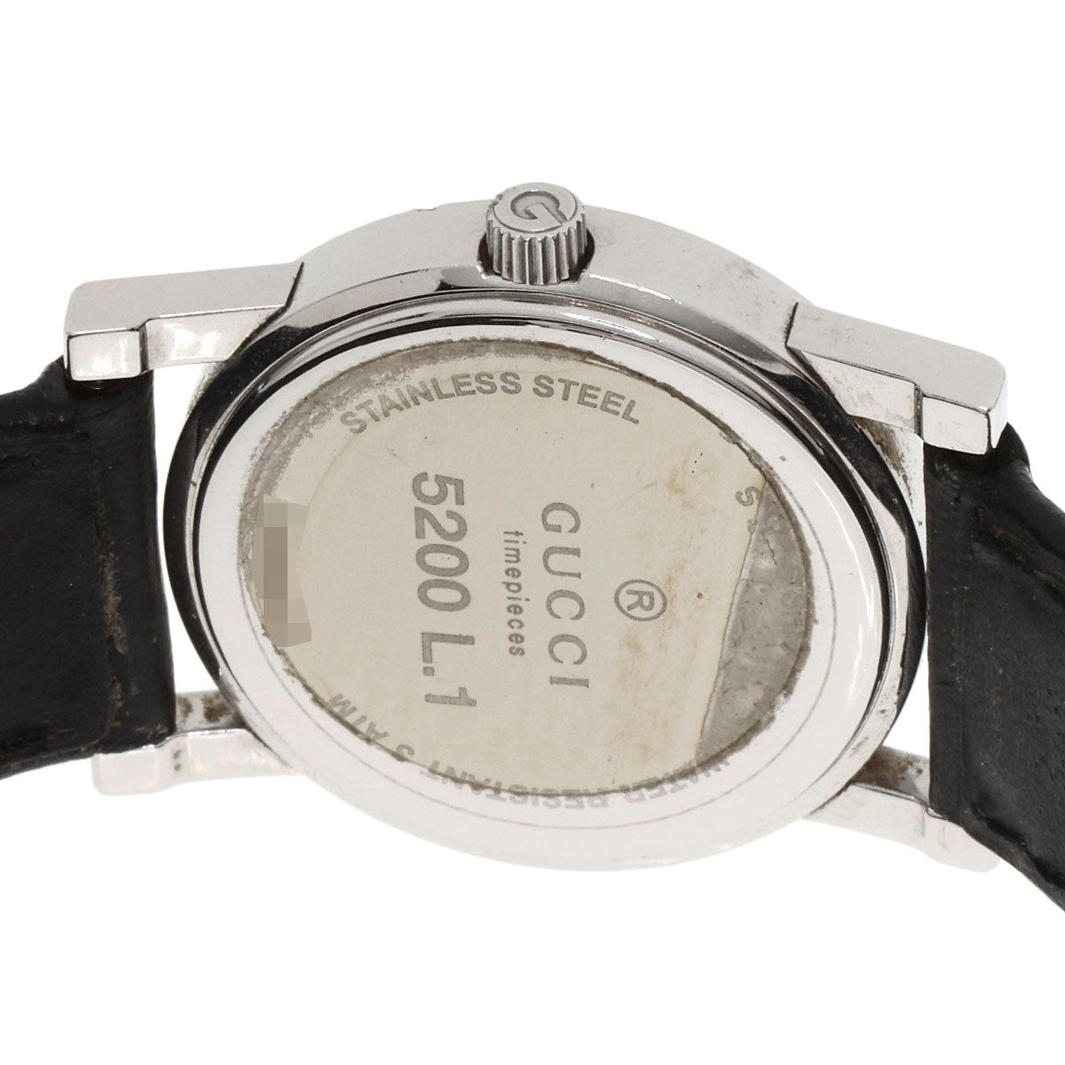 GUCCI グッチ 5200L.1 ラウンドフェイス 腕時計 SS 革 レディース