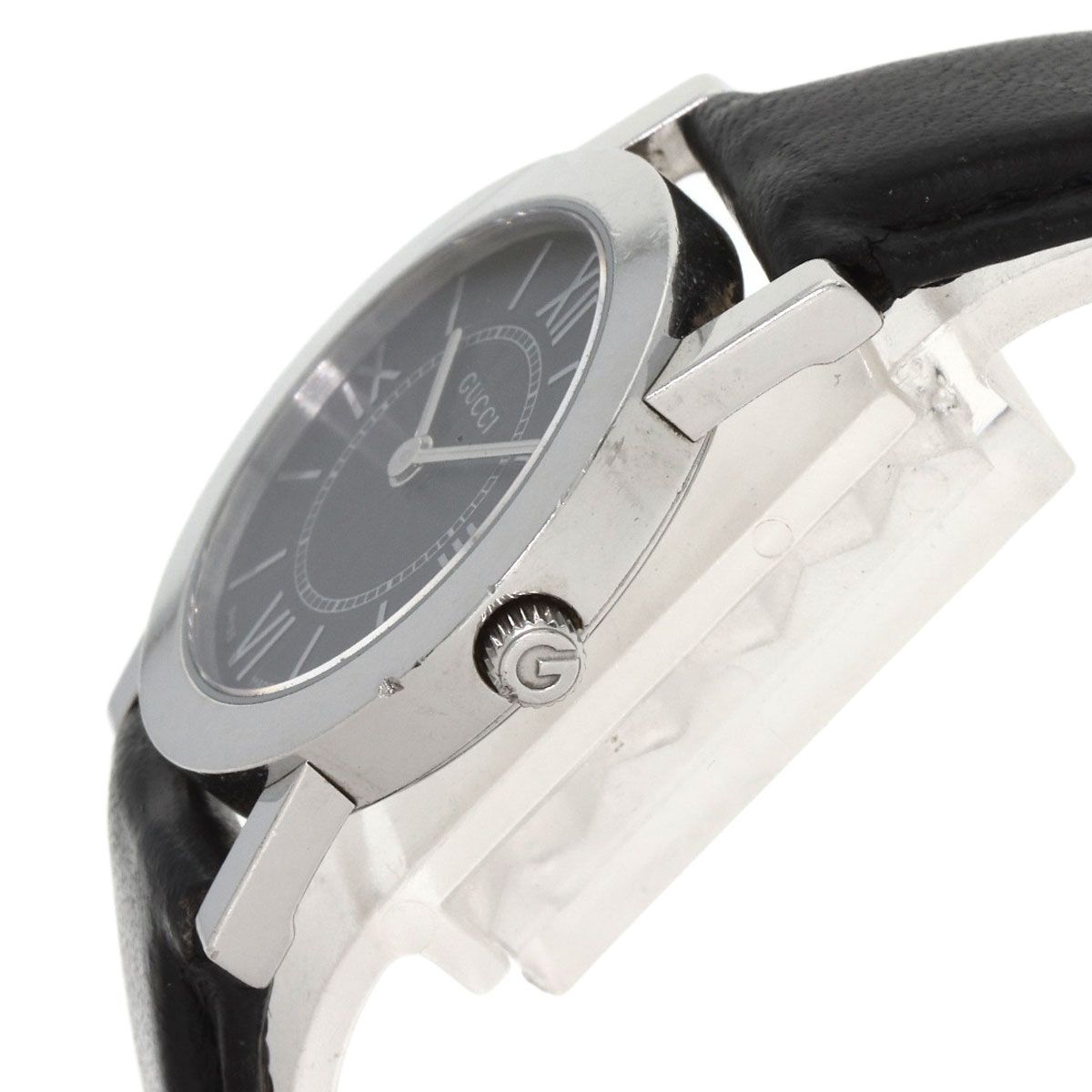 GUCCI グッチ 5200L.1 ラウンドフェイス 腕時計 SS 革 レディース