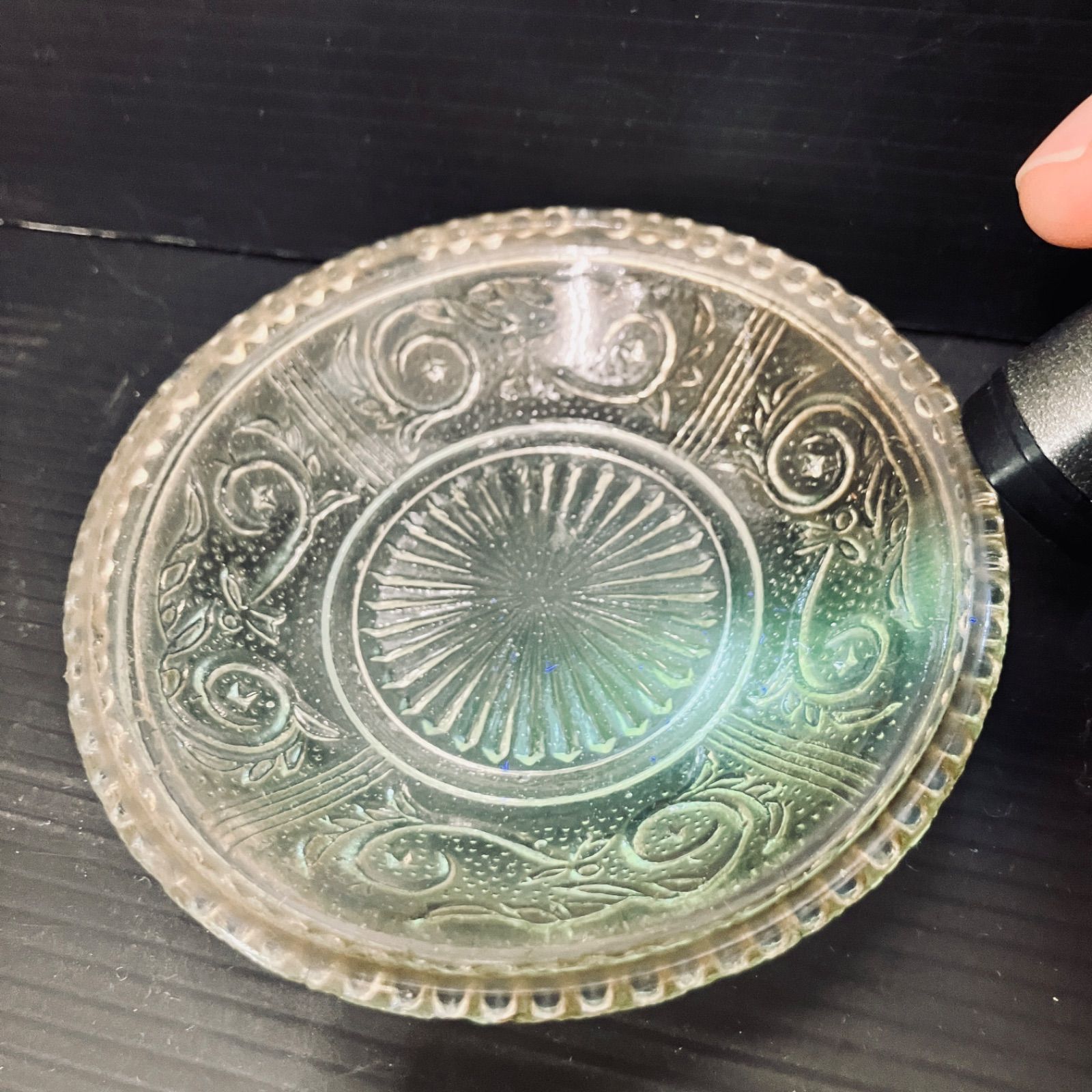 ウランガラス コースター 昭和レトロ 小皿 プレート 直径約10cm