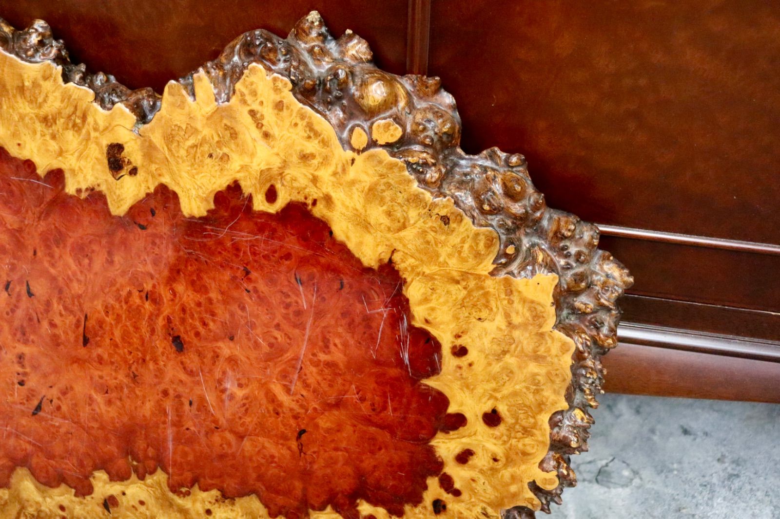 GMIH340○花梨 花台 一枚板 無垢材 瘤杢 葡萄杢 満鬼面紋 プレート