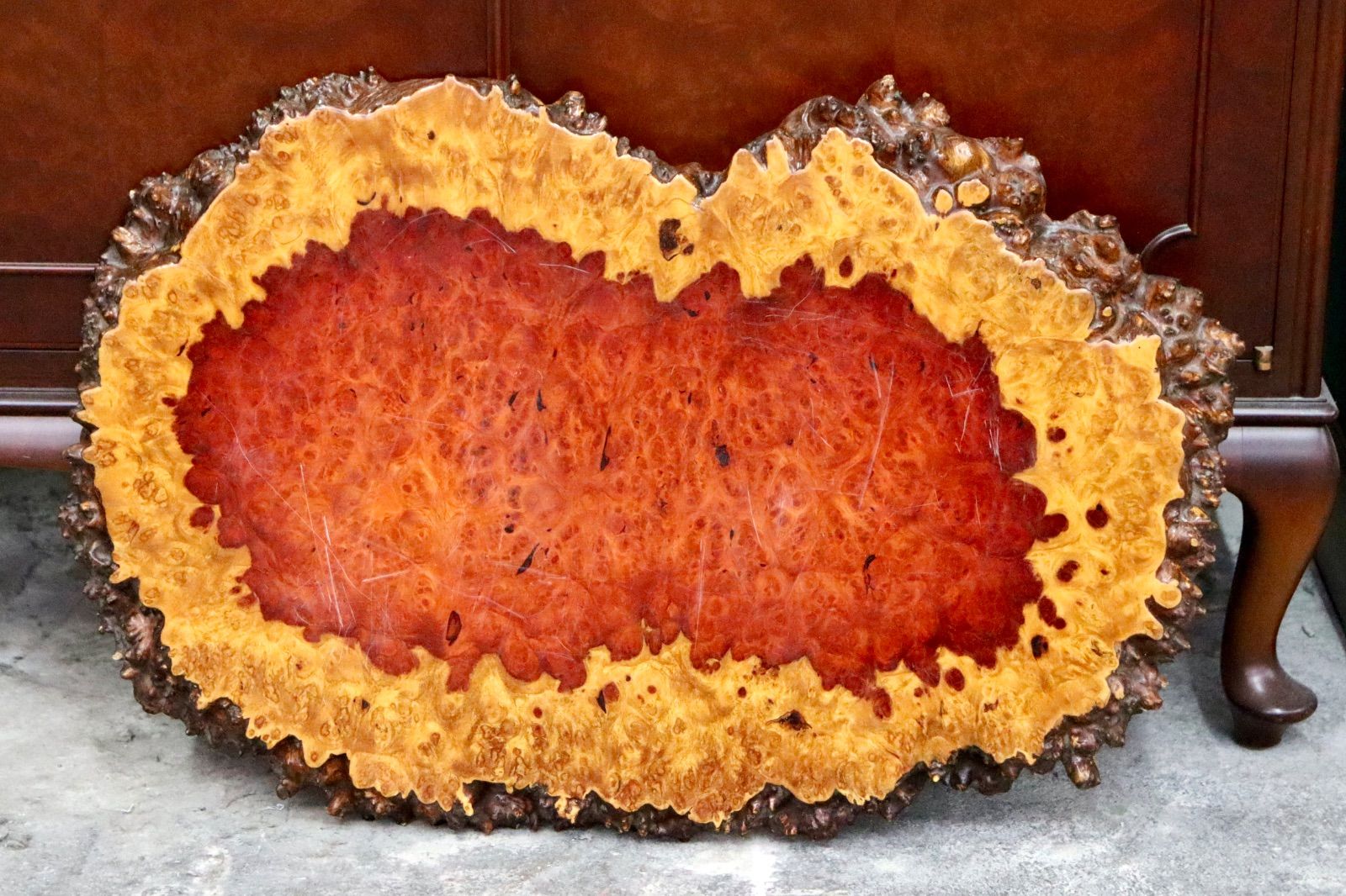 GMIH340○花梨 花台 一枚板 無垢材 瘤杢 葡萄杢 満鬼面紋 プレート