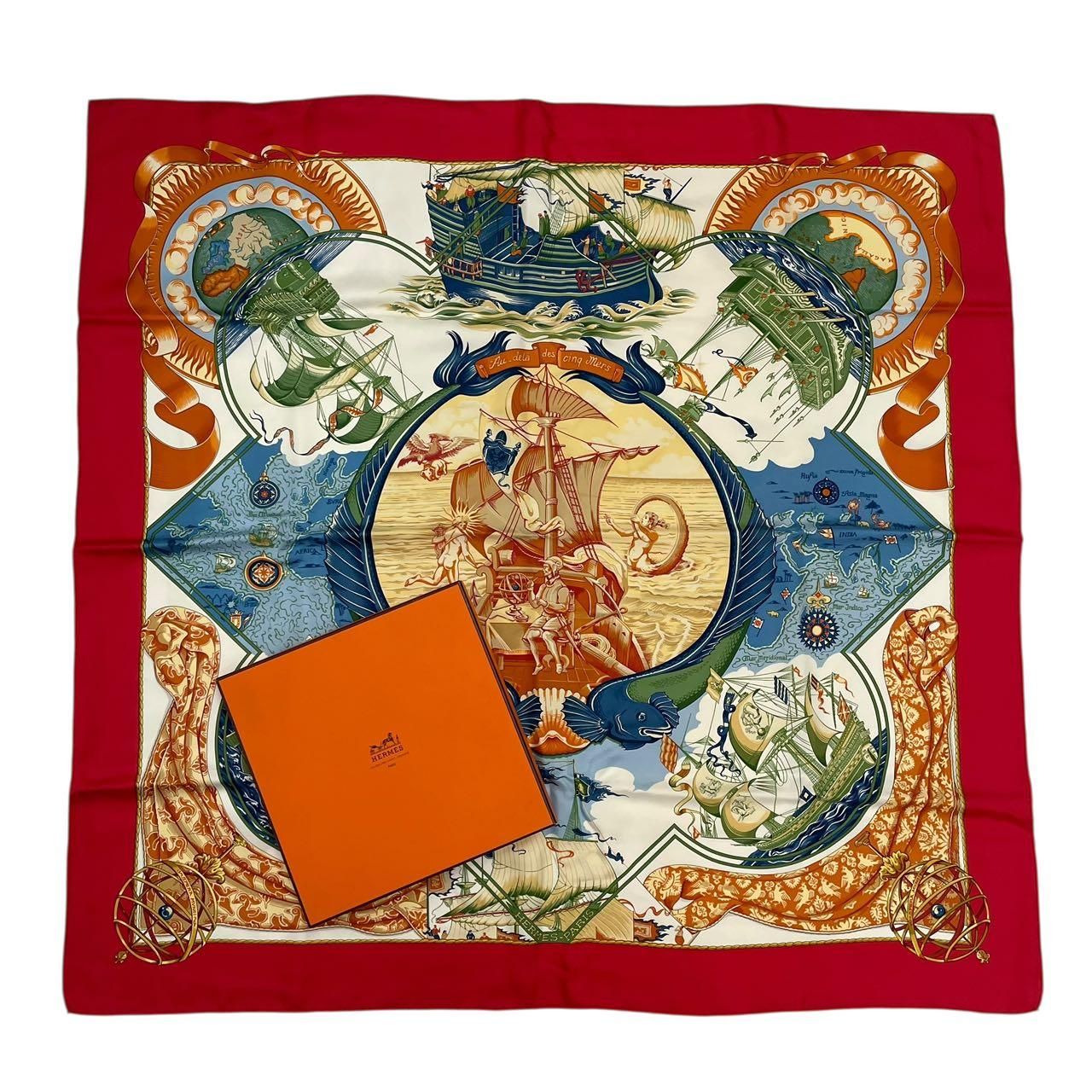 極美品 HERMES エルメス スカーフ カレ90 PAu-dela des cinq mers 5 