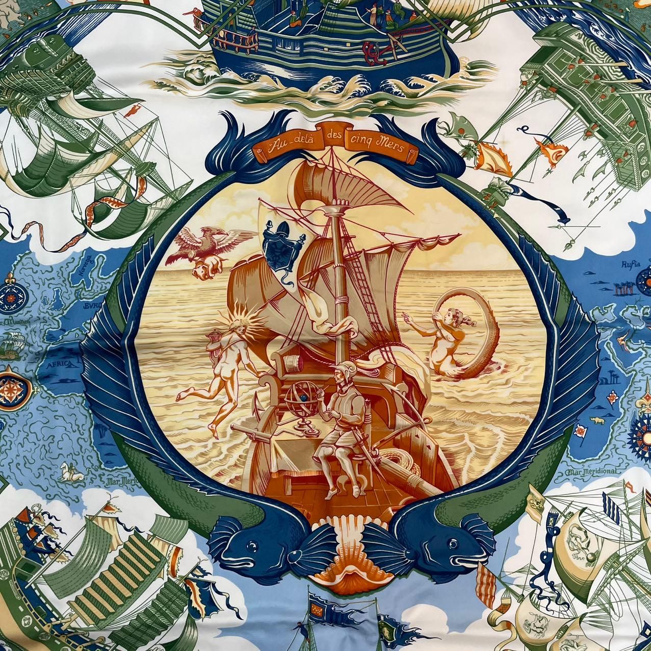 極美品 HERMES エルメス スカーフ カレ90 PAu-dela des cinq mers 5