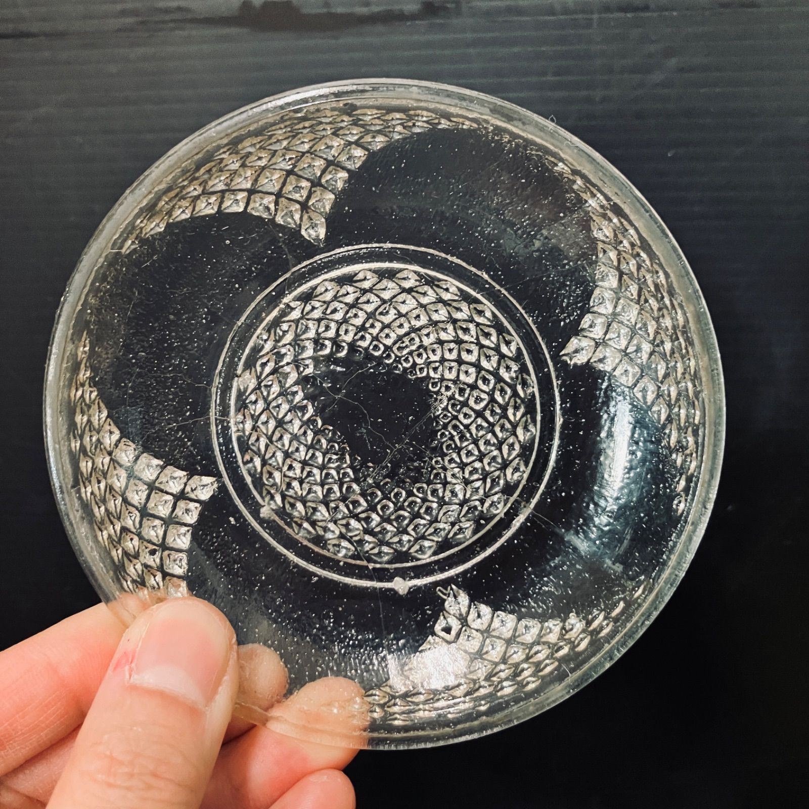 ウランガラス コースター 昭和レトロ 小皿 プレート 直径約10cm