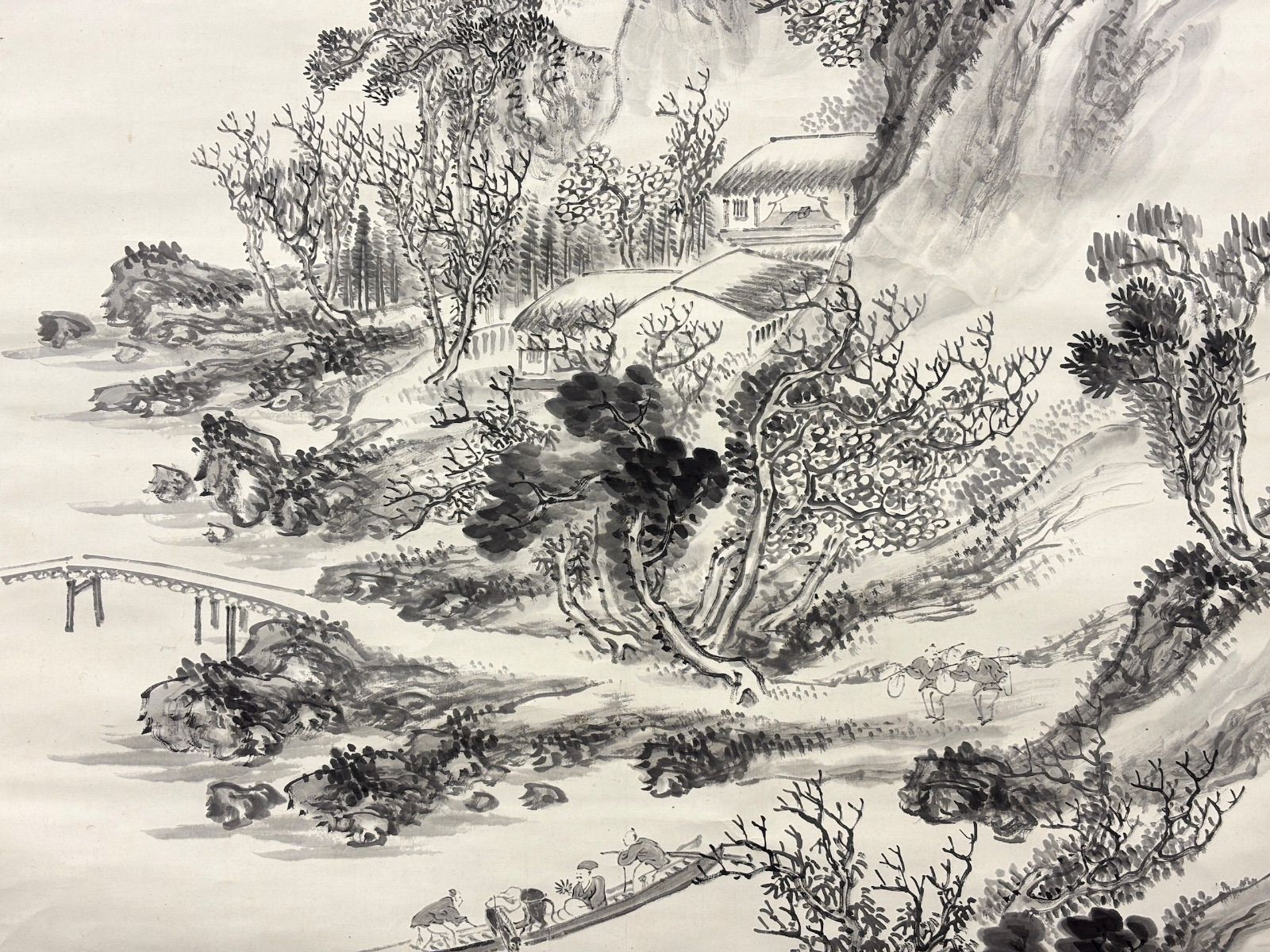 掛軸 M.86 帆足杏雨 山水の図 落款印あり ＃茶掛＃古美術 #骨董品