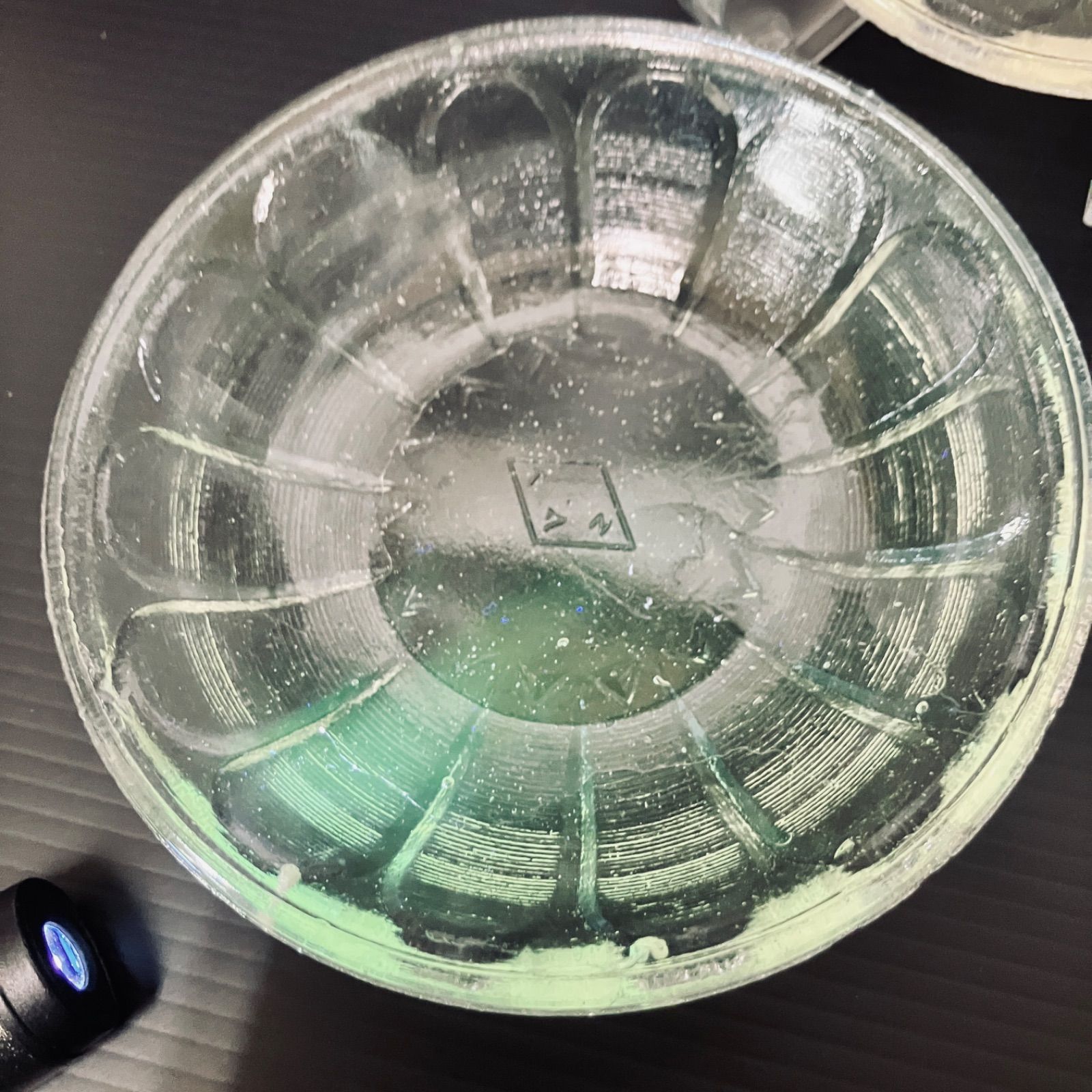 ウランガラス コースター2枚まとめて 昭和レトロ ガラス受け皿