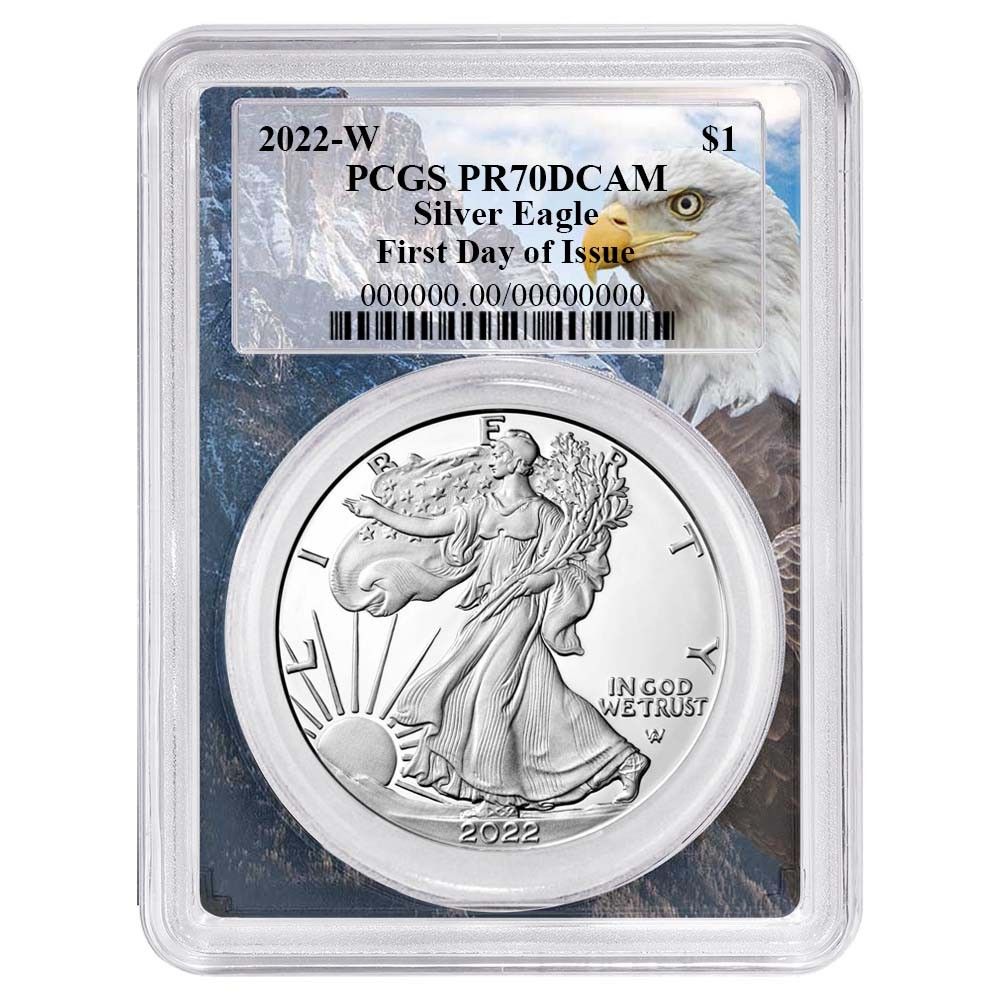 初回 最高鑑定 2022年 アメリカ イーグル 銀貨 PCGS PR70DCAM 2022-W