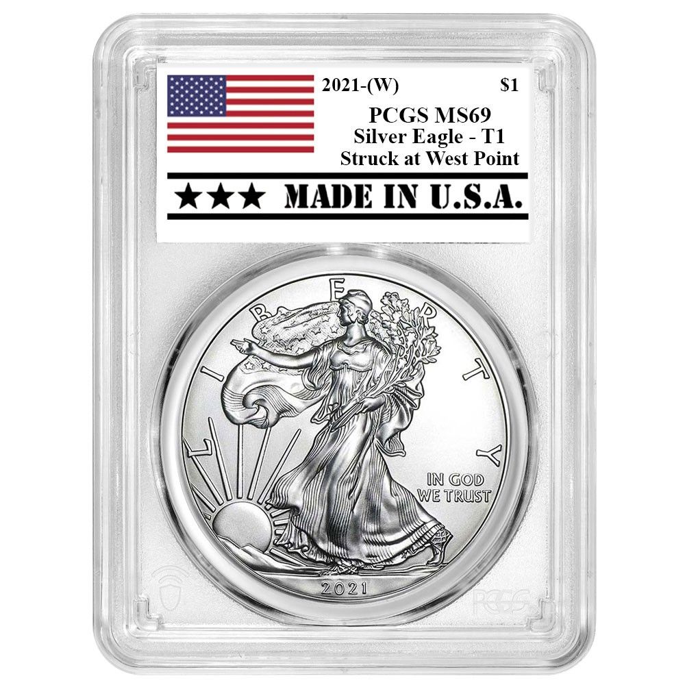 2021年 (W) $1 タイプ1 アメリカンシルバーイーグル PCGS MS69 Made in