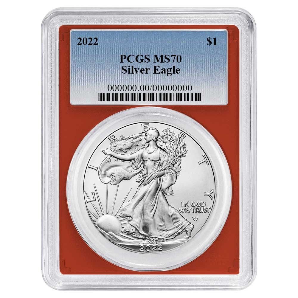 2022年 1ドル アメリカン シルバー イーグル PCGS MS70 ブルーラベル