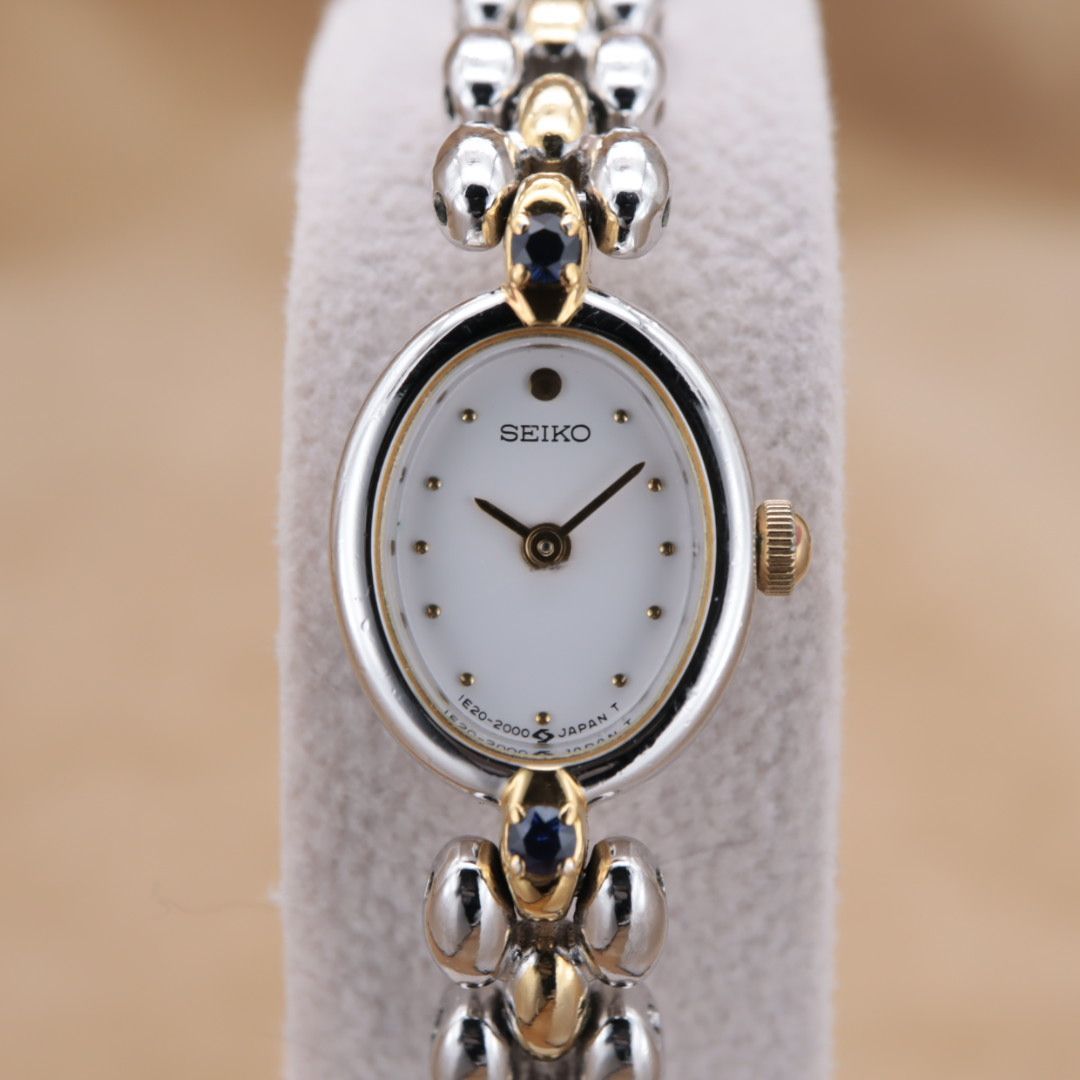 CH80 【電池交換/洗浄済】SEIKO 1E20-6160 セイコー 白文字盤 オーバル