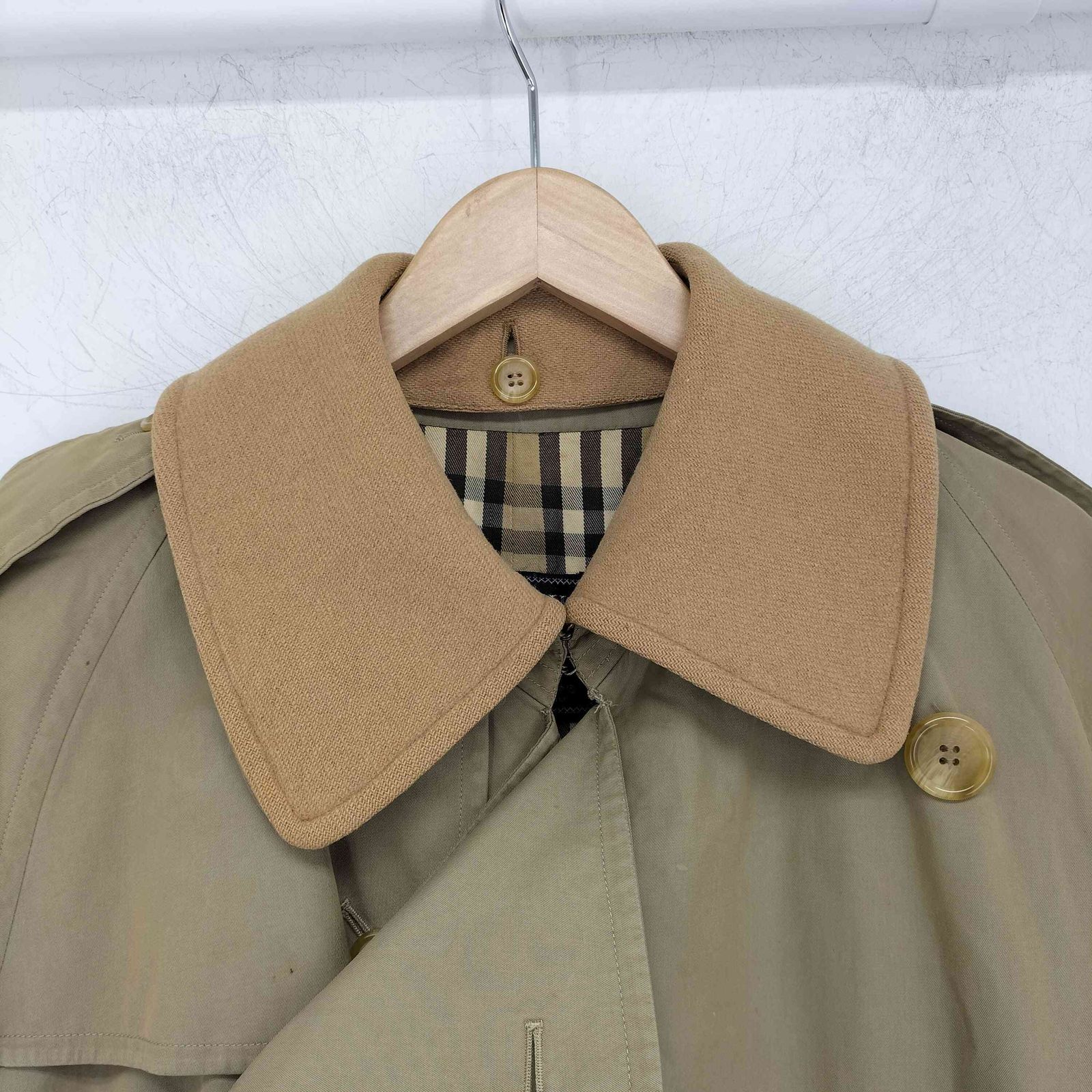 バーバリーズ BURBERRYS 70-80s 裏地ノバチェック 襟ウール トレンチ