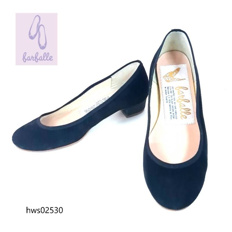 farfalle バレエシューズ ラメ ラウンドトゥ スエード 36 ブラック 黒