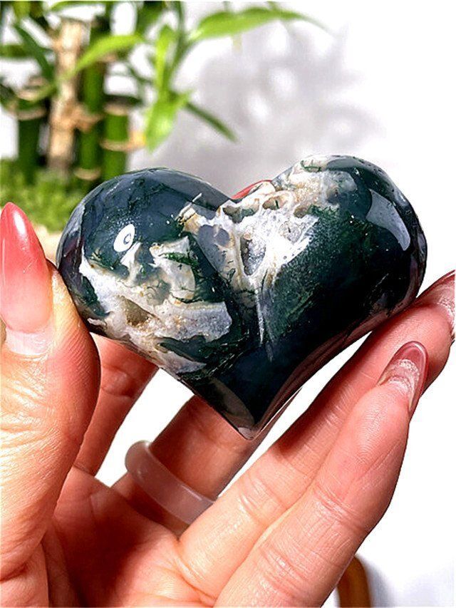 天然水草ハート型アゲート（メノウ 瑪瑙）原石YT7Y3/78Y38D - メルカリ