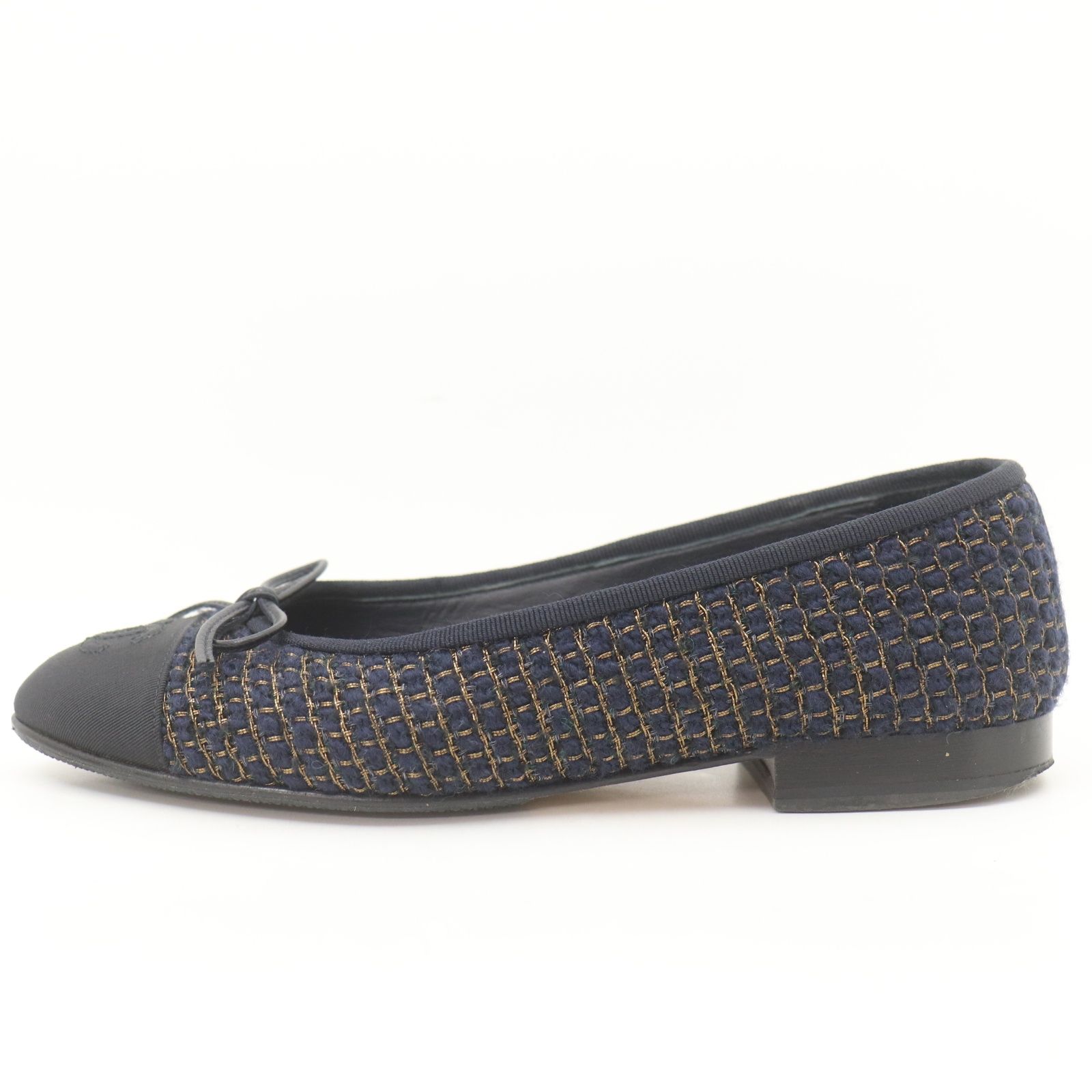 ITLQIBSOPUZE CHANEL シャネル バレリーナ ツイード リボン シューズ