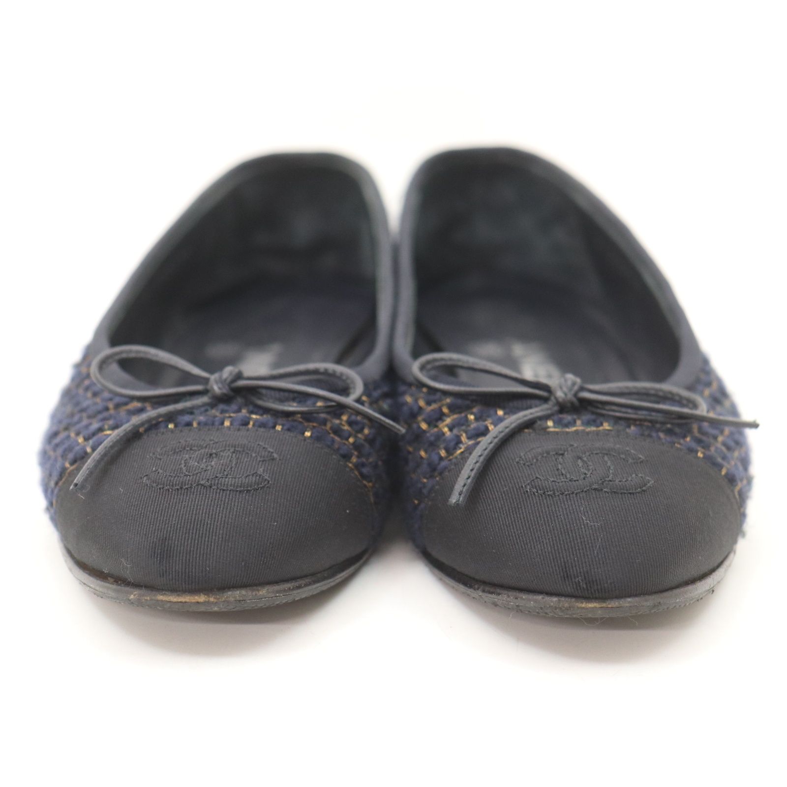 ITLQIBSOPUZE CHANEL シャネル バレリーナ ツイード リボン シューズ