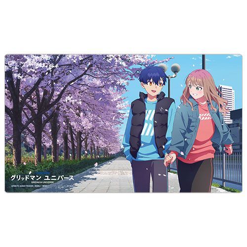 グリッドマンユニバース 複製原画 桜の風景 未使用】グリッドマン ユニバース 描き下ろしラバーマット(蓬＆夢芽/桜
