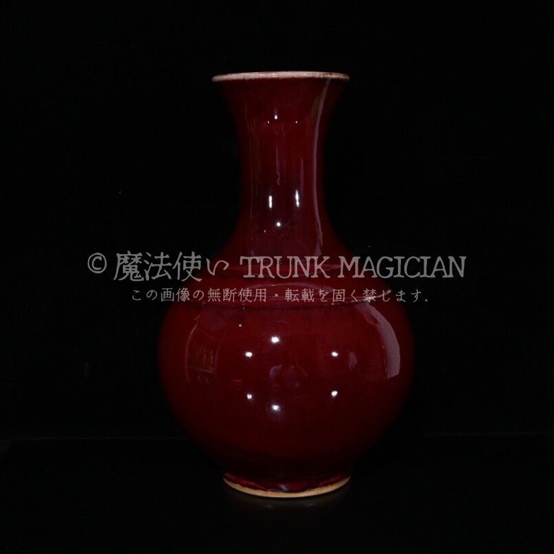 旧家蔵出し 大清光緒年製 紅釉 開片 賞瓶 古陶瓷器 陶芸 造型精美 古